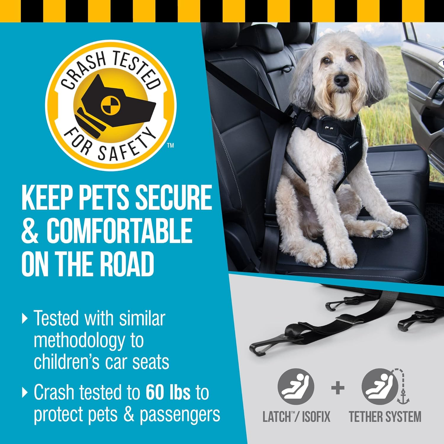 Sherpa Crash-Tested Multipurpose Seatbelt Dog Harness - Black, Large image number 4