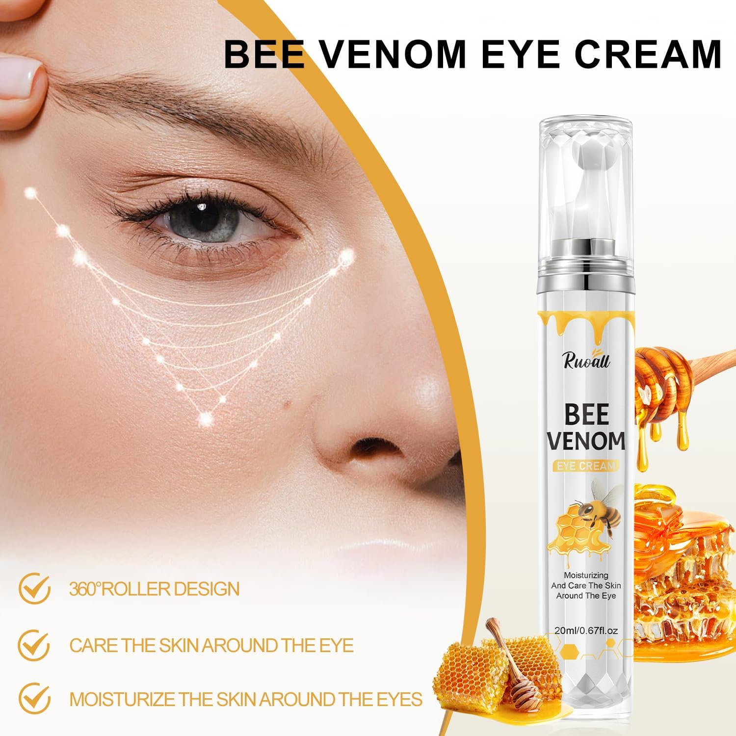 Bee Venom Eye Cream, Firming and Moisturising Eye Area Treatment - 20Ml image number 4