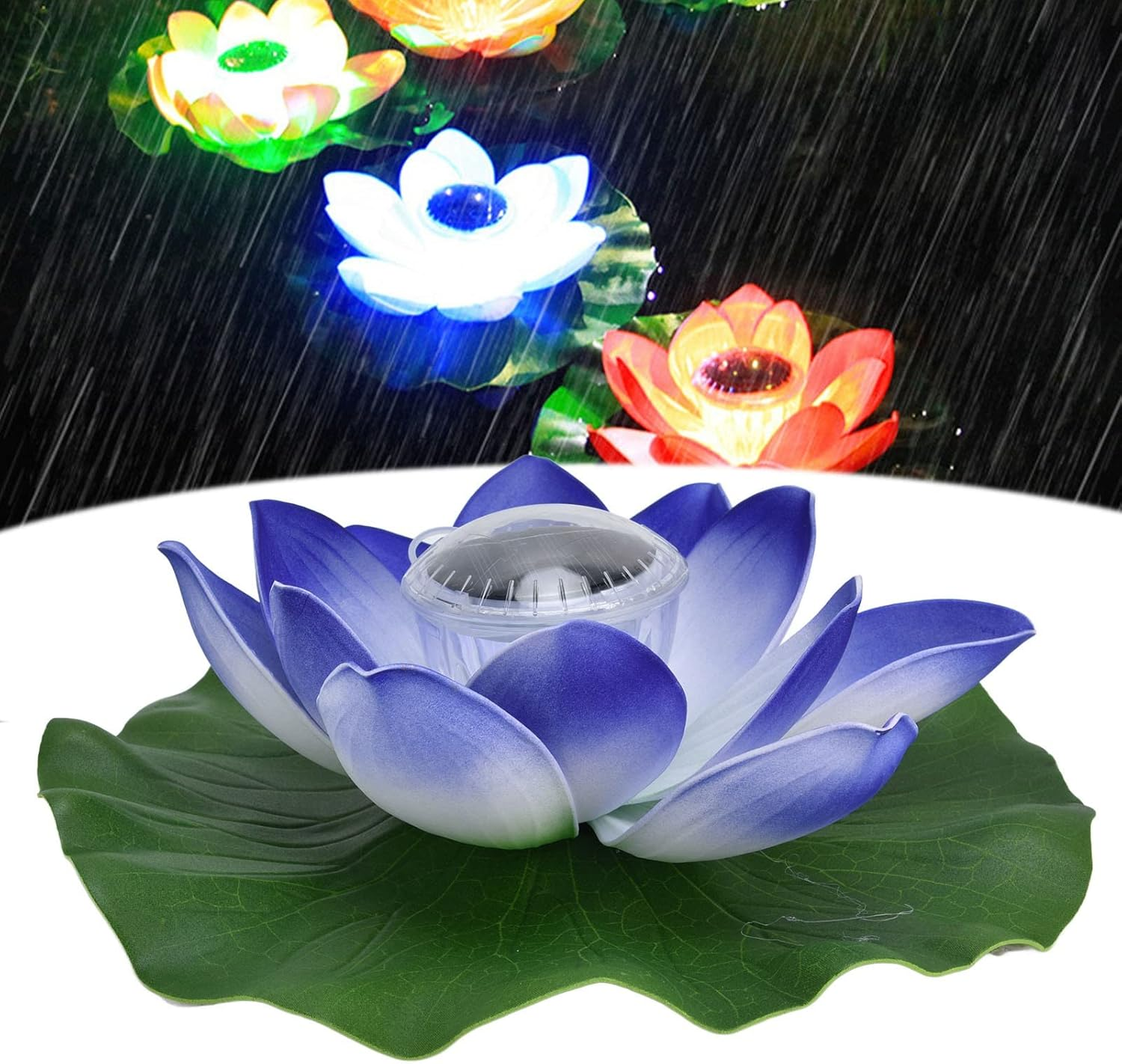 Solar LED Lotus Light Waterproof Floating Outdoor Garden Decoration image number 5