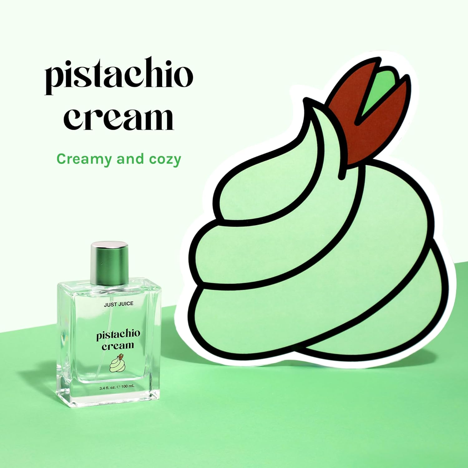 Just Juice Pistachio Cream - Gourmand Perfume for Women and Men - Notes of Pistachio, French Vanilla, and Creamy Woods - 100 Ml image number 3