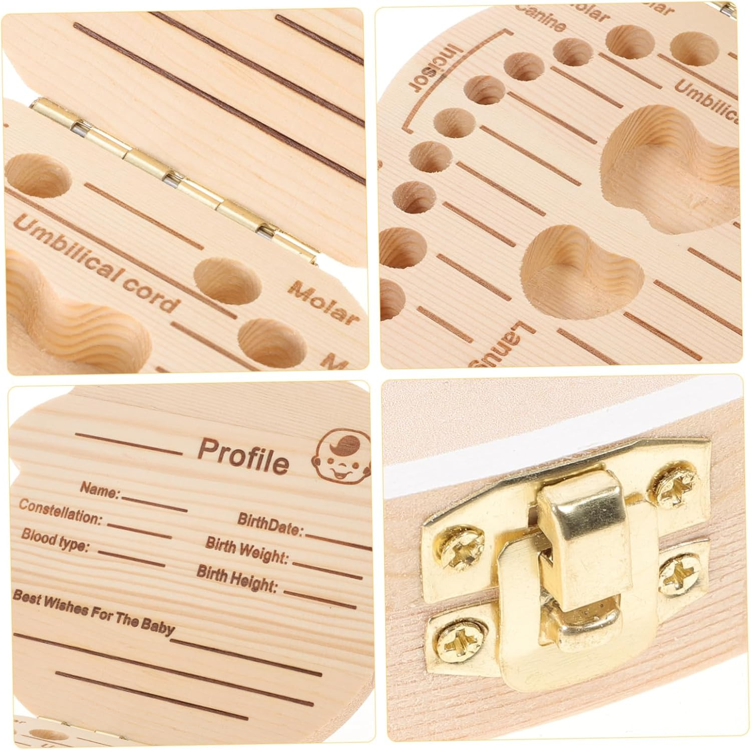 Luxshiny Wooden Baby Tooth Box Colorful Cartoon Boys Keepsake Case Baby First Tooth Organizer for Newborns image number 2