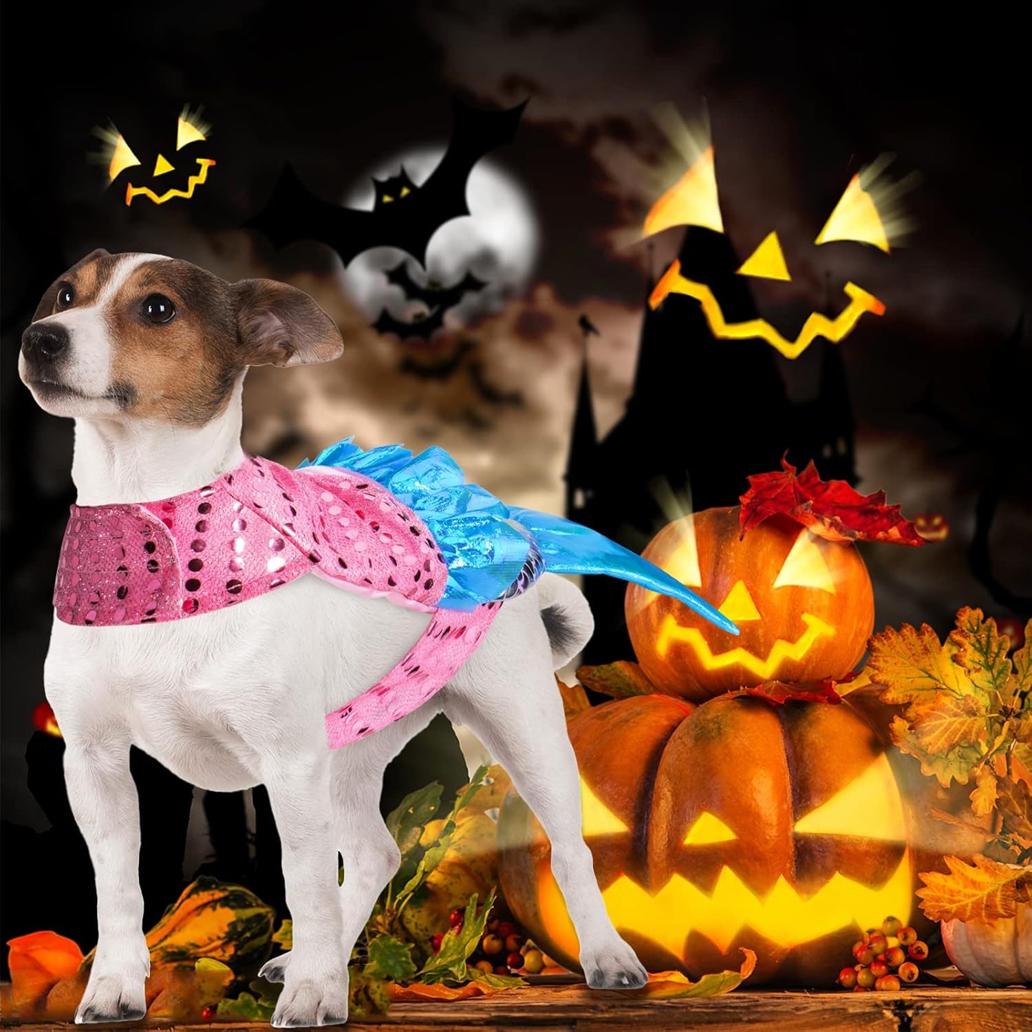 Mermaid Dog Costume - Shiny Funny Cosplay for Small & Medium Dogs, Perfect for Halloween & Parties image number 3