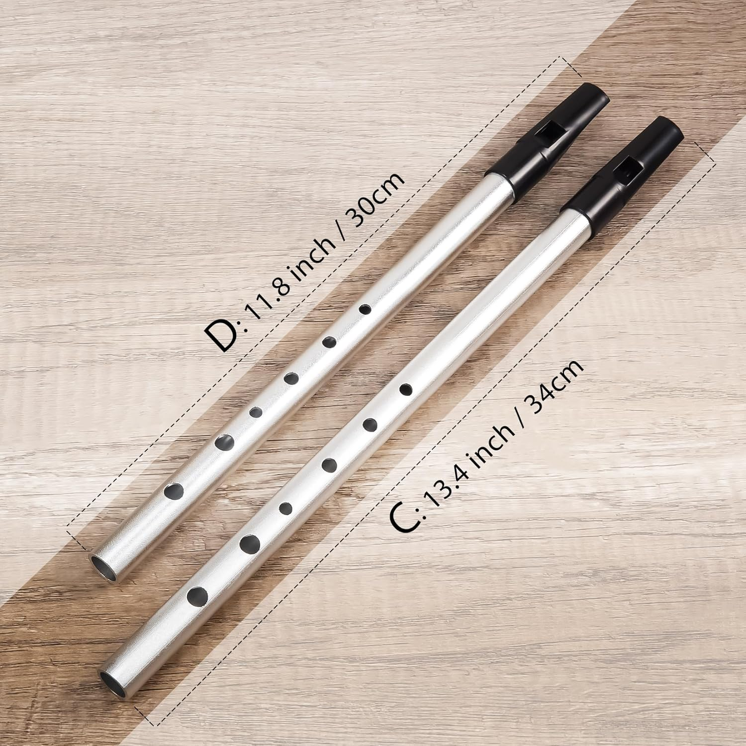 Vixxnoxx Irish Tin Whistle in C Key with Music Book & Bag, 6-Hole Traditional Penny Whistle Flute for Adults & Beginners, Brass Wind Instrument for Celtic Folk Music (Sliver) image number 2