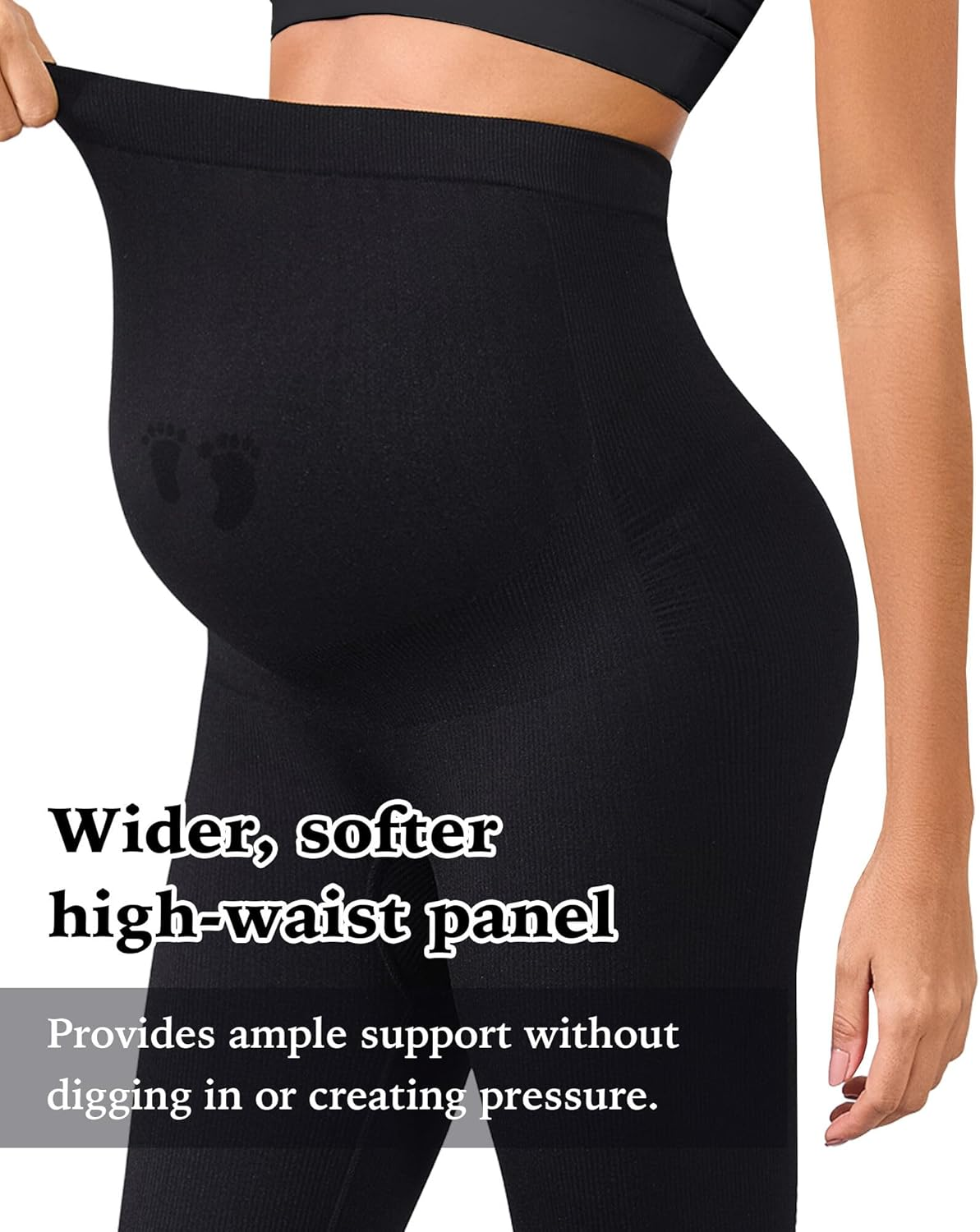 Maternity Leggings over the Belly Maternity Pants for Women Fall Maternity Clothes Black image number 6