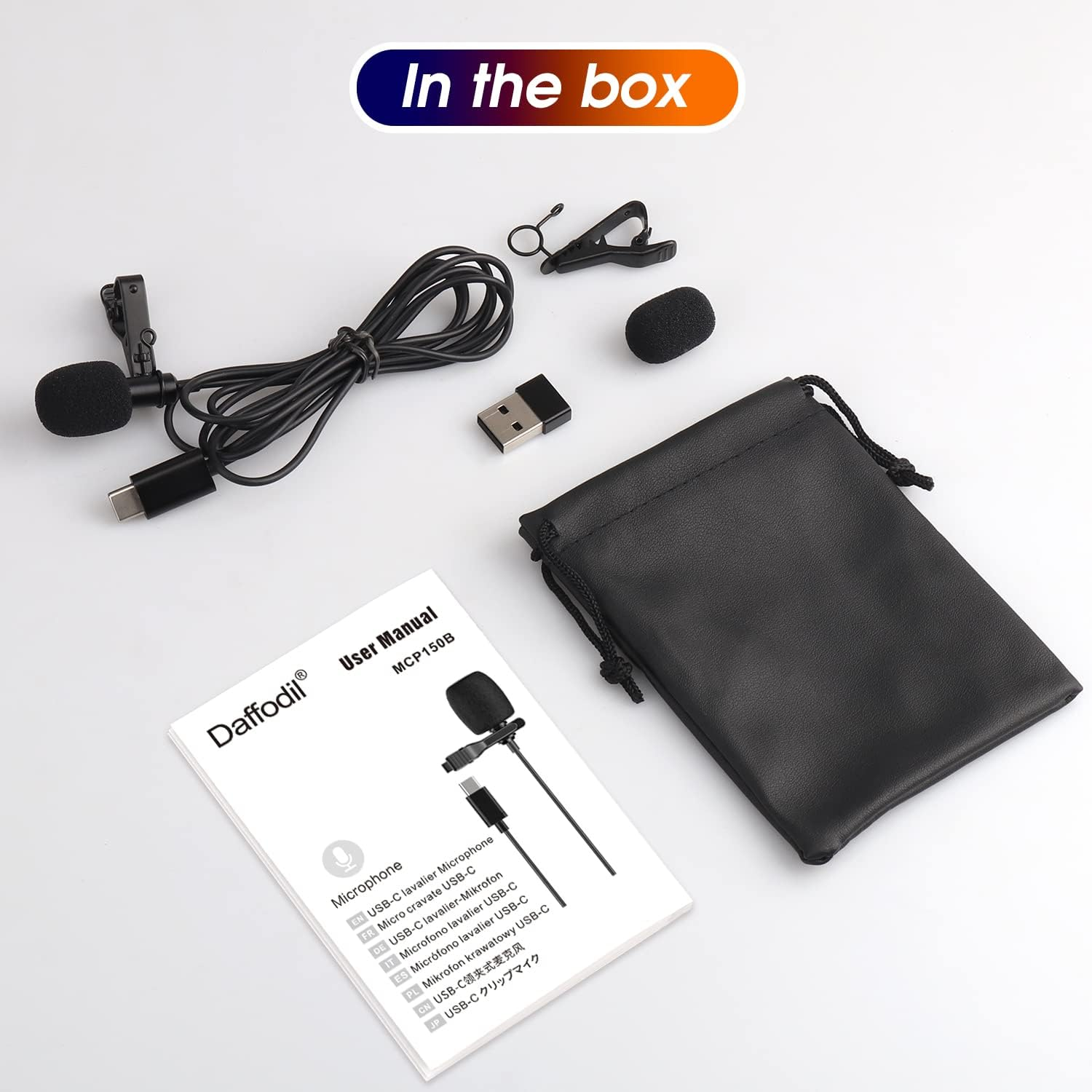 Daffodil MCP150 Lavalier Microphone USB C Lapel Microphone Clip on Microphone for Android Smartphone Iphone Tablet Laptop Camera Recording Streaming Podcast Vlog Youtube with USB Adapter image number 4
