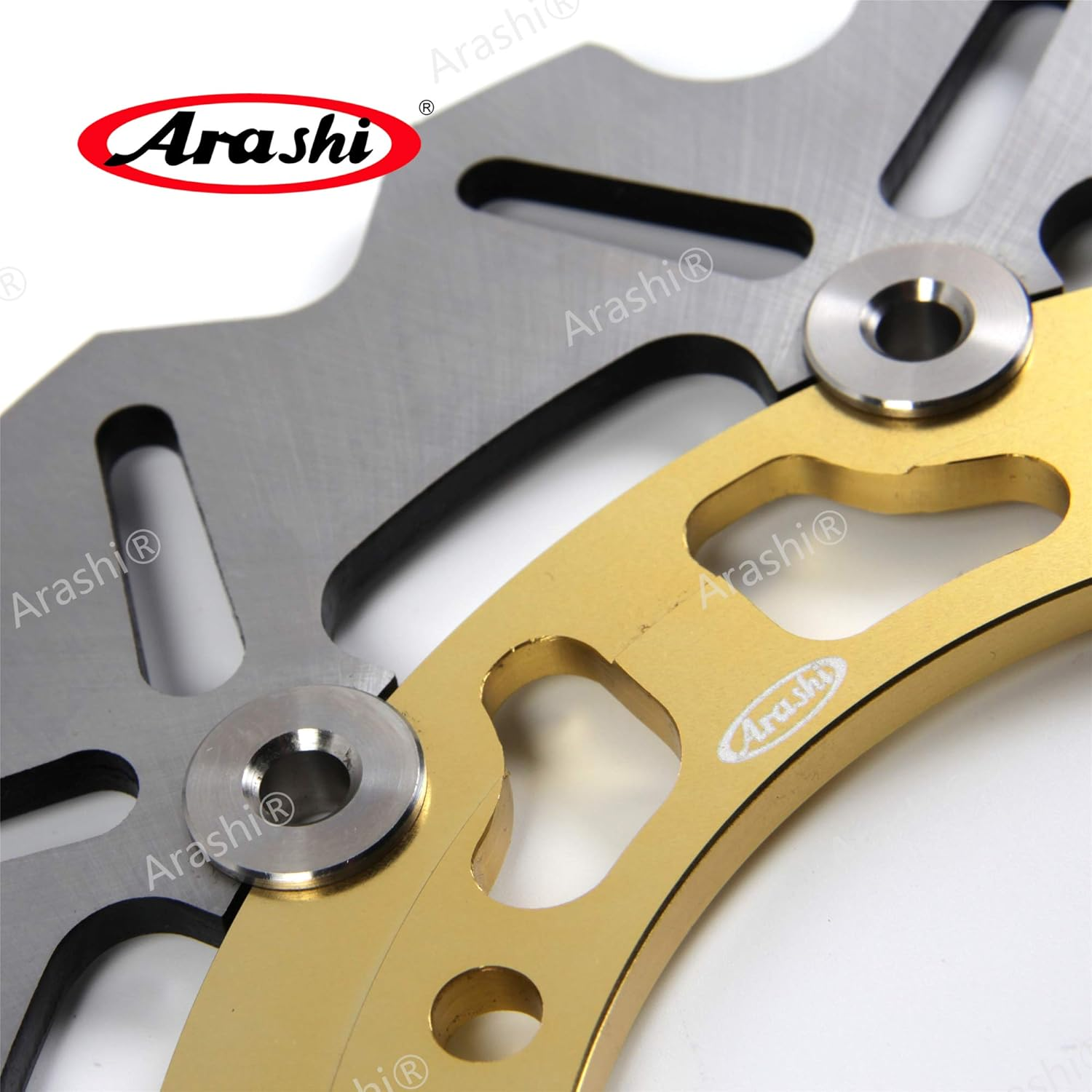 Arashi Front Rear Brake Discs Rotors for Yamaha YZF R1 2002 2003, Motorcycle Replacement Accessories Gold image number 4