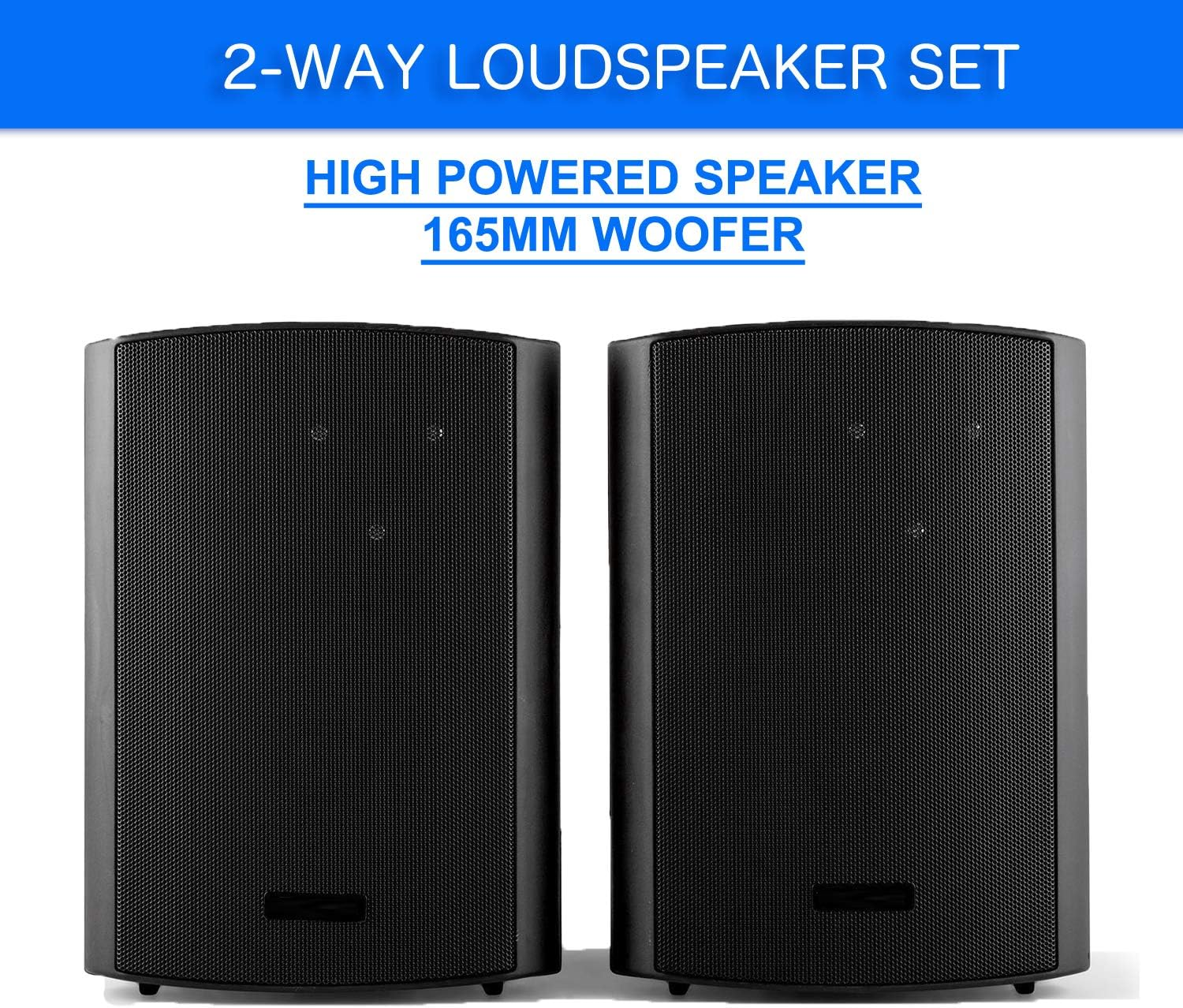 Black Passive Speakers Pair 6.5" 120W Wall Mount Bracket 2 Way Bookshelf Stereo DJ PA image number 4