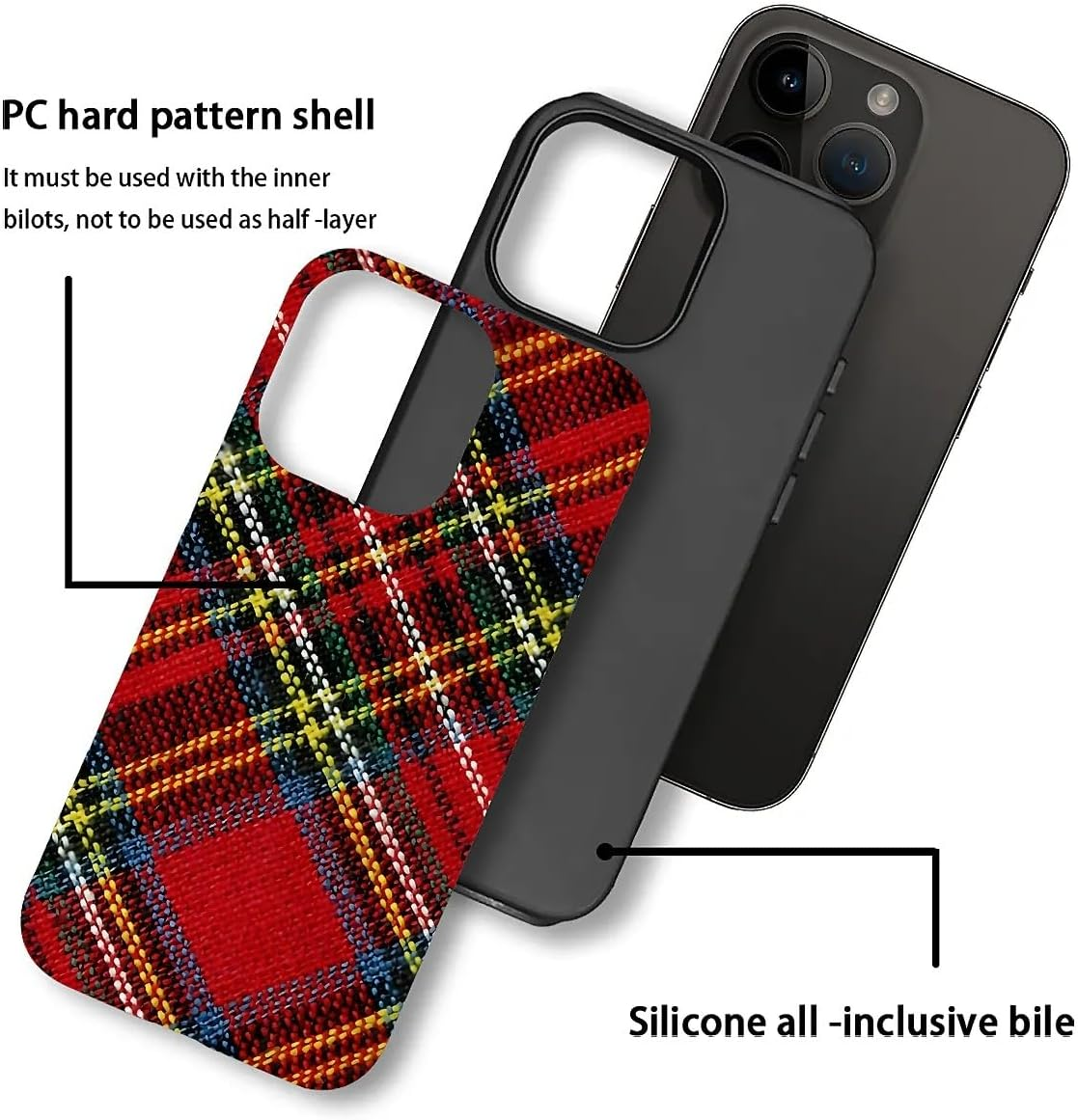 DAIZAG Case Compatible with Iphone 14 Pro Max,Durable Shock Protection Cover for Girl Women,Christmas Tartan Plaid image number 2