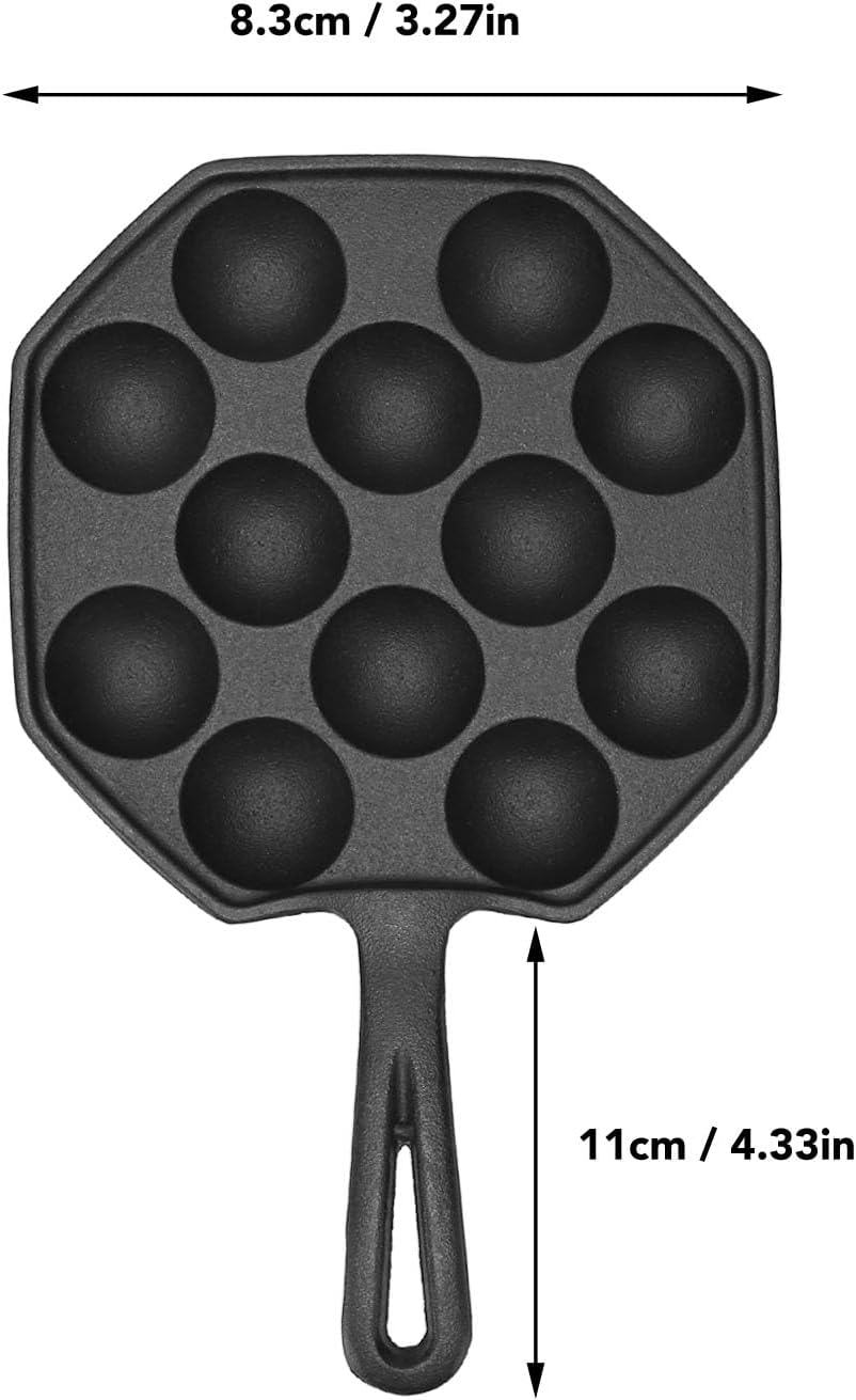 Takoyaki Grill Pan, Non Stick 12 Holes Takoyaki Maker Pan Plate Cast Iron Octopus Meatballs Pan for Takoyaki Octopus Ball Cake, Takoyaki Pan, Takoyaki Baking Tray image number 5