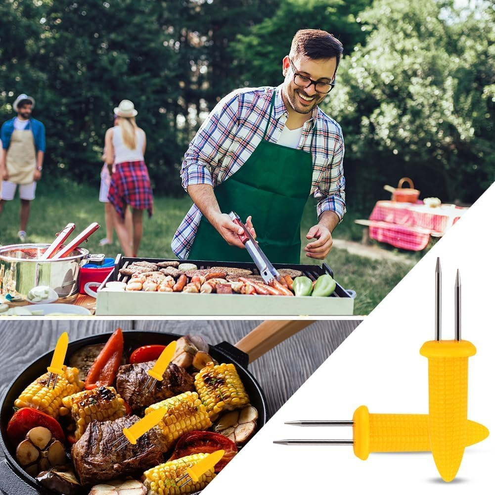 Stainless Steel Corn Holders with Storage Box, 20Pcs Corn on the Cob Holders BBQ Fork Skewers image number 3