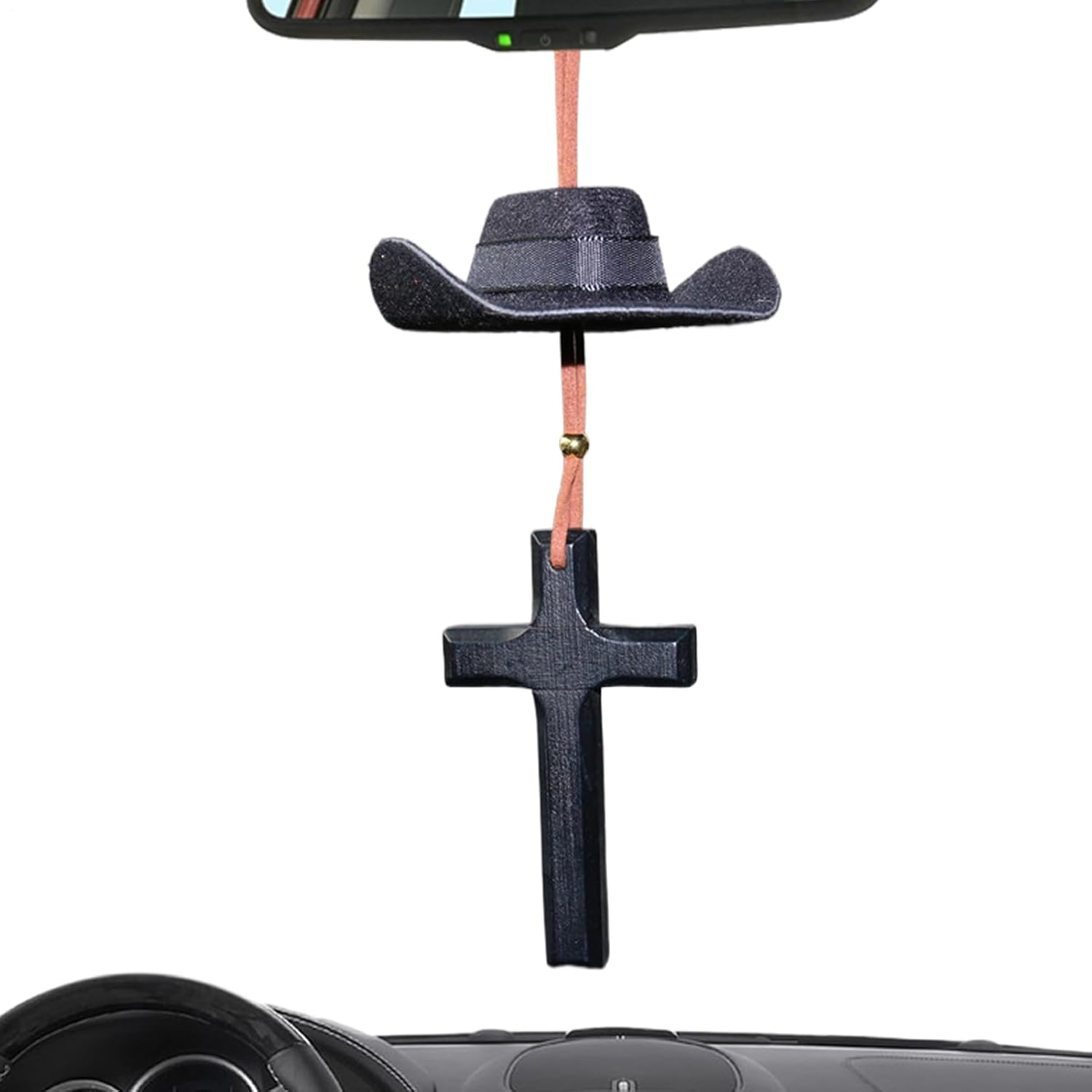 Western Car Decor,Car Charm Cowboy Hat Mirror Ornament - Rear View Mirror Accessories, Western Oxford Cloth Ornament Miniature for Auto Home Decorations image number 5