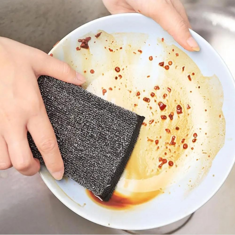 Steel Wool Scrubbers Dish Sponges - Kitchen Scrubbing Pads Pot Scrubber for Kitchen Non Scratch, Soft and Fast Cleaning Scrubber(3Pack) image number 5