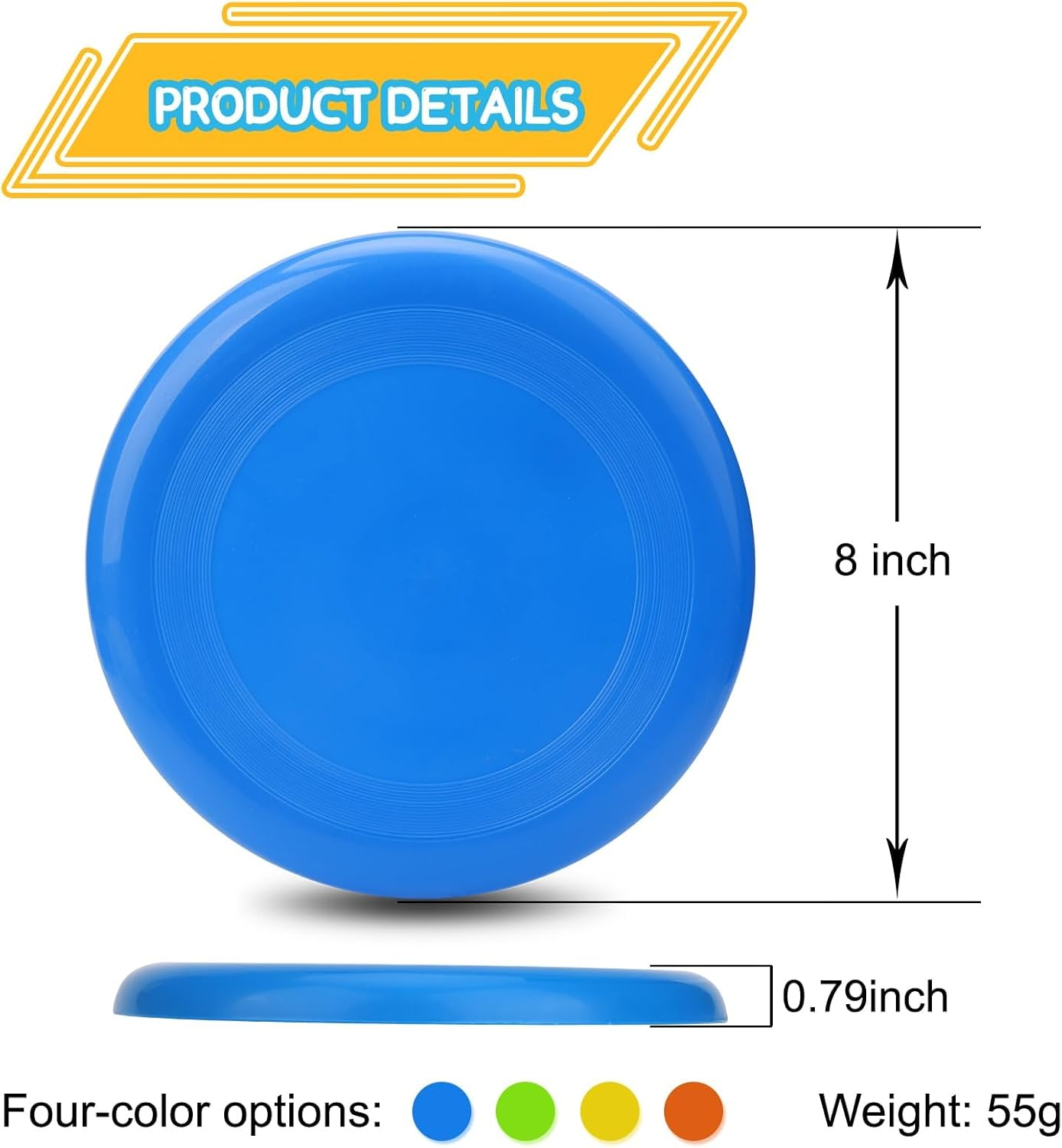 Jumbo 8" Flying Disc Toys for Kids Adults, Flying Saucer Sport Yard Disc Toy for Outdoor Beach Accessories Backyard Lawn Park, Sturdy ABS Sports Toy for Boys Girls 8 PCS image number 1