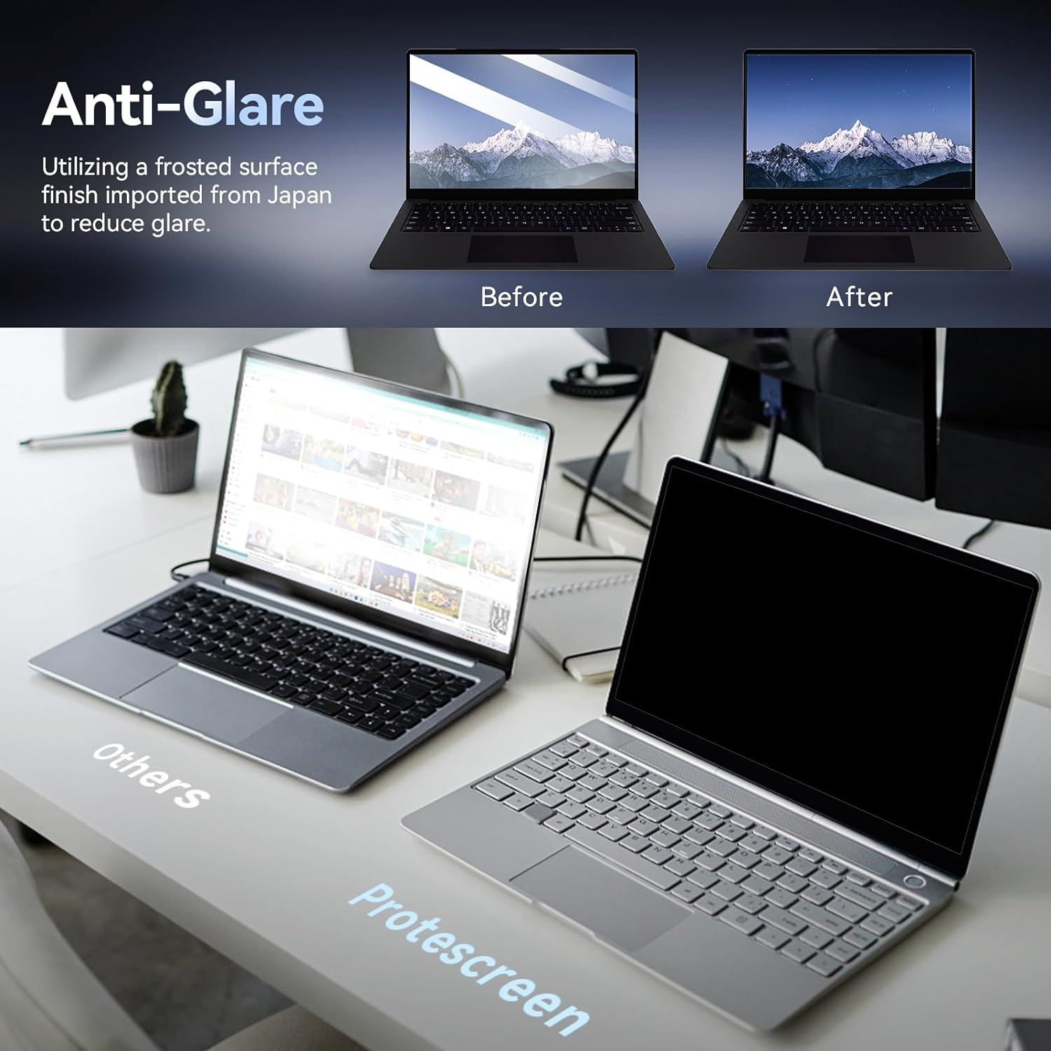 Laptop Privacy Screen 15.6 Inch Aspect 16:9, Removable anti Glare Blue Light Protector Filter, 15.6 in Computer Screen Privacy Shield Compatible with Lenovo Hp Dell Acer Asus Thinkpad Envy Xps image number 6