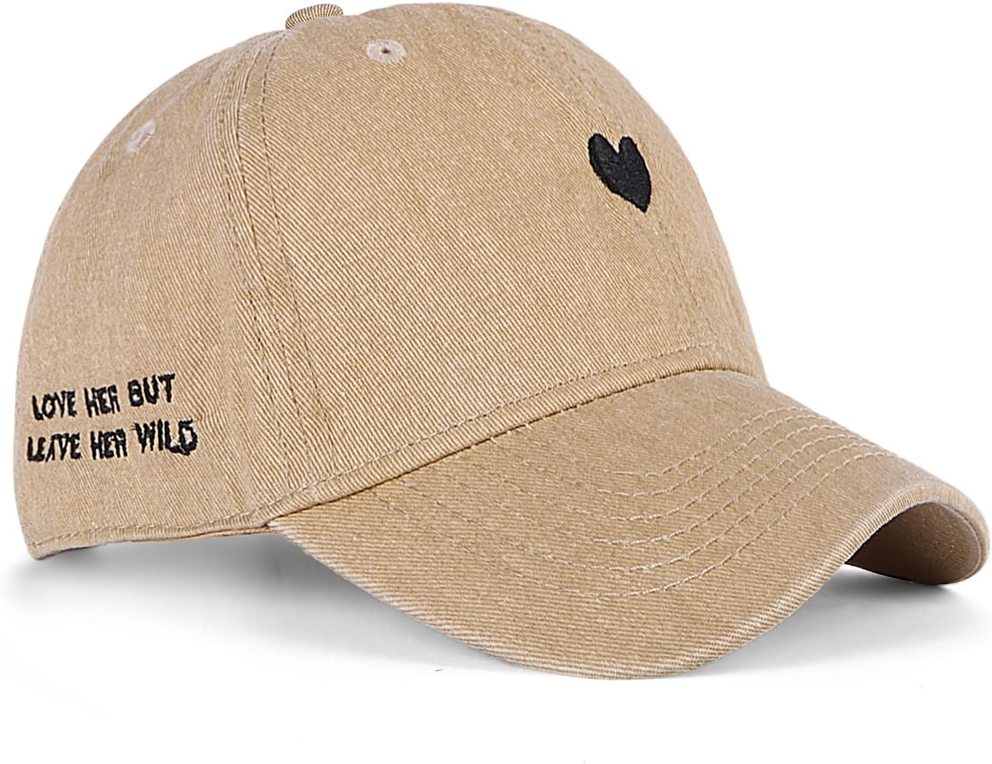 Hebenie Womens Baseball Cap - Cotton Washed Ladies Baseball Caps Classic Vintage Soft Adjustable Peak Caps for Women Girls Outdoor Sports Gift UK Love Heart Embroidered