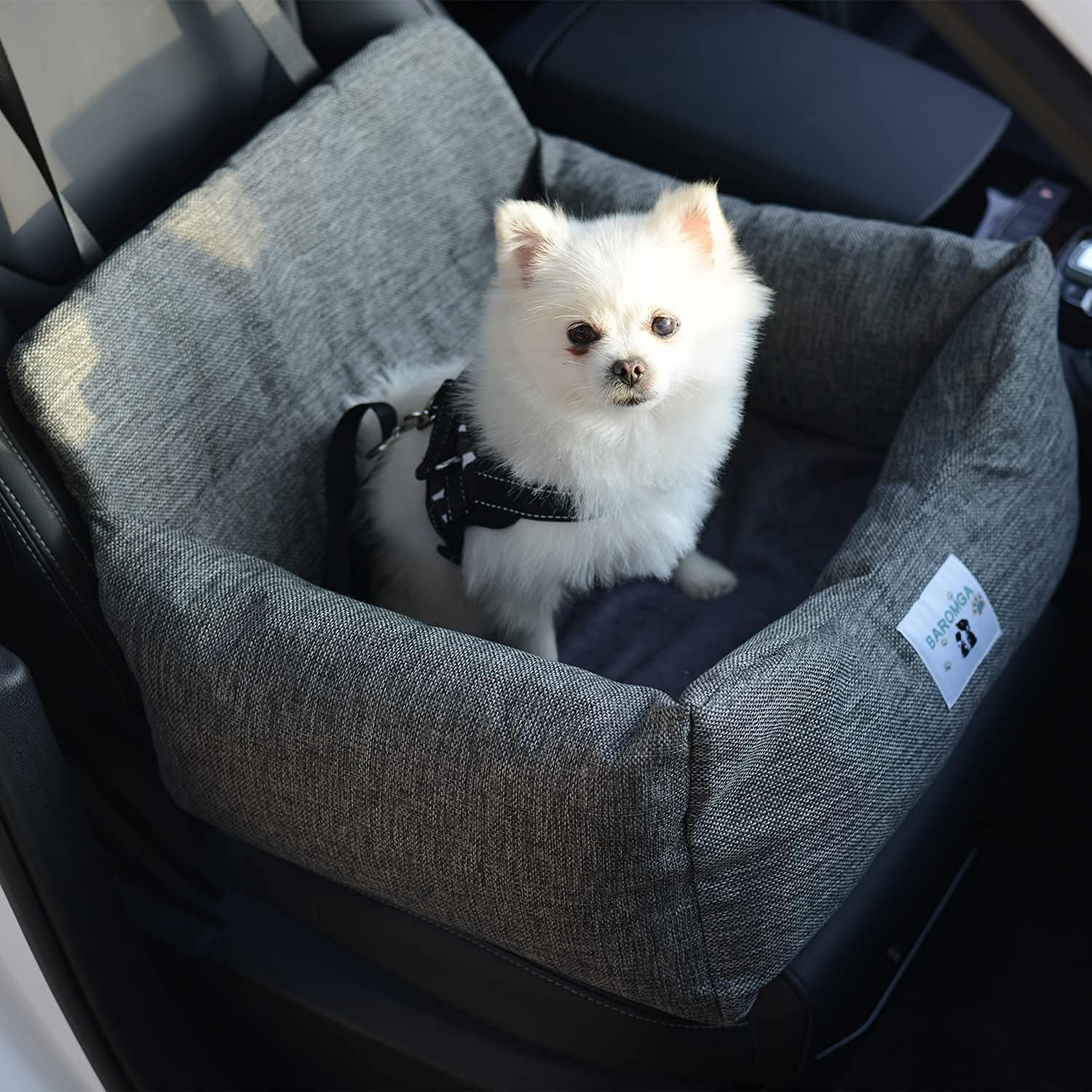 Forubar Pet Dog Car Booster Seat, Portable Pet Travel Safety Car Seat, Waterproof Dog Travel Bed Bag, Portable Folding Carrier with Seat Belt Removable/Adjustable (Medium) image number 2