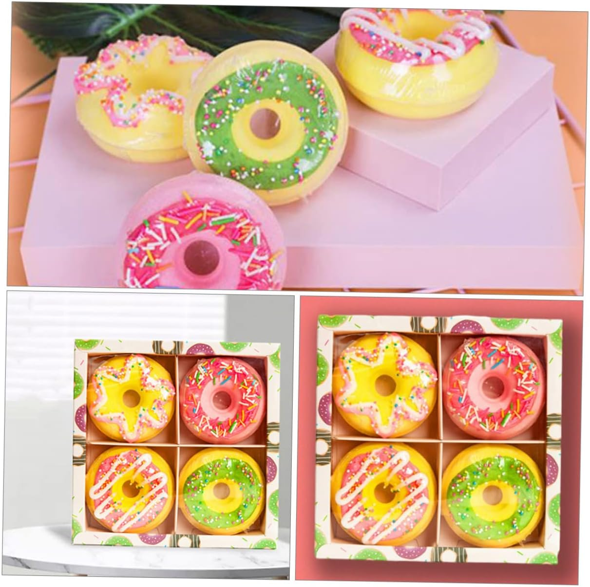 COMPUKAS 100G Assorted Doughnut Shape Bath Balls Moisturizing Spa Bath Salts 4-Pack for Relaxing Experience Random Style image number 5