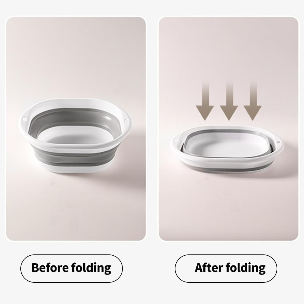 3 Pack Collapsible Wash Basin,Foldable Laundry Tub, Portable Wash Tub Set, Suspendable Design, for Dishing, Fruit, Foot Soak, Camping, Laundry, Home (Set of 3, S,M,L) image number 5