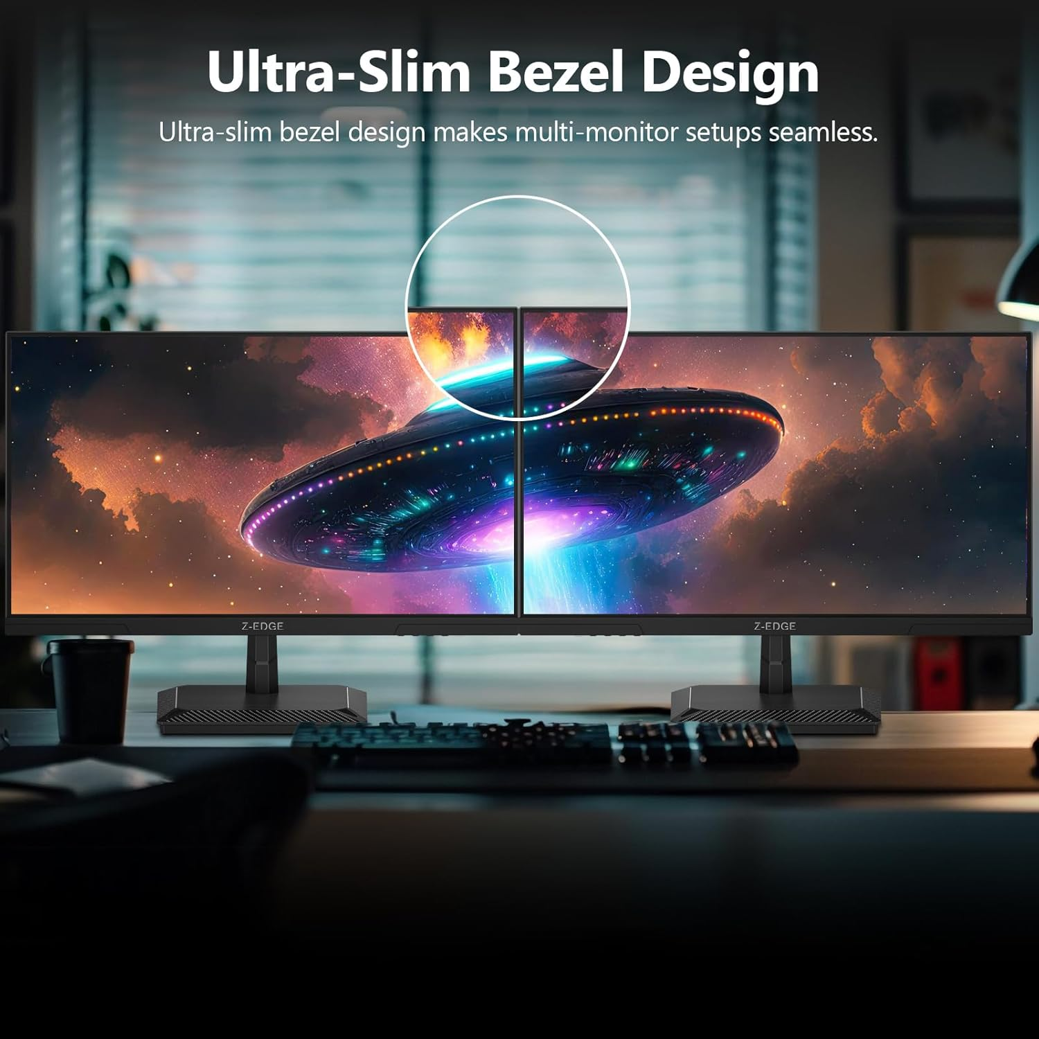 Z-Edge 25 Inch (24.5'') Gaming Monitor 240Hz, IPS Panel, 1Ms MPRT Full HD, Ultra-Thin Bezel, Freesync, HDMI2.0 & Displayport1.4, VESA Mountable, Black, VESA 100X100Mm (HDMI Cable Included) image number 1