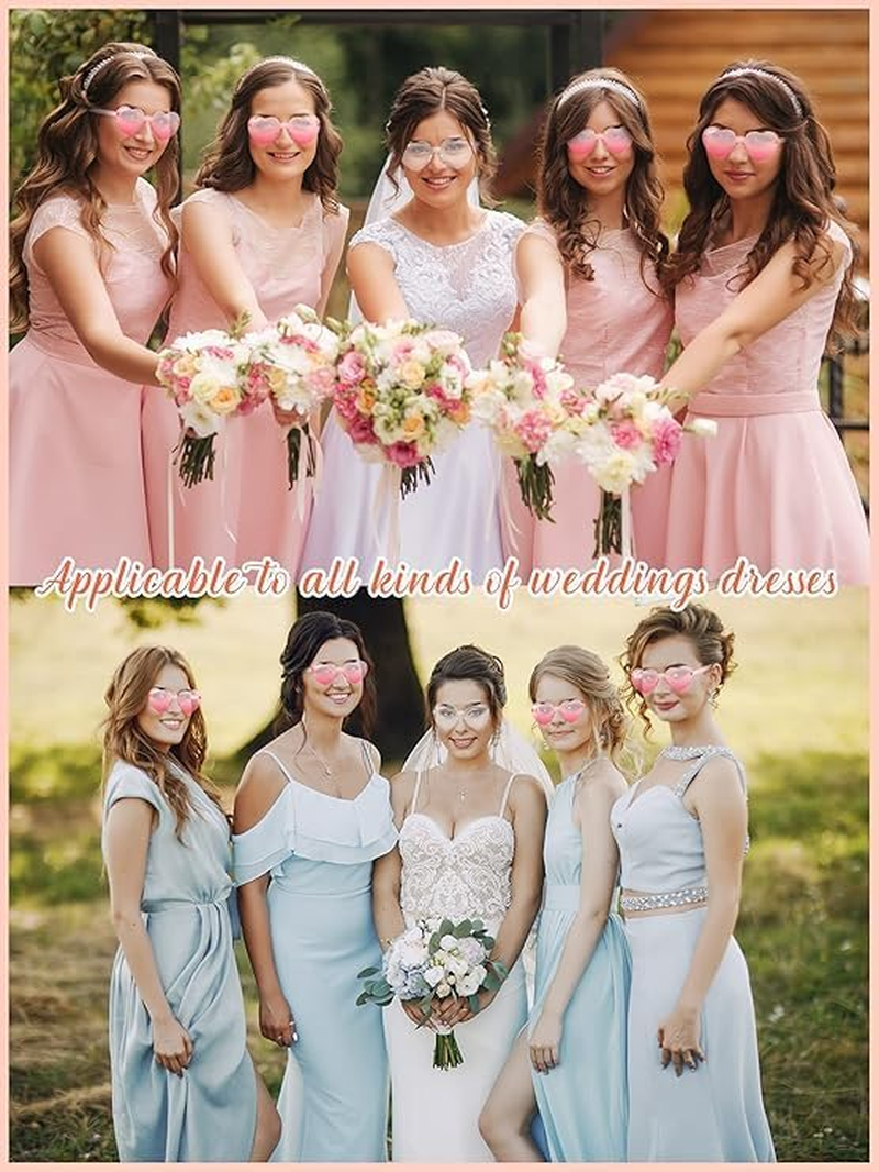 Heart Shaped Sunglasses, Rimless Design, 18 Pairs, Pink and Clear, Bride and Bachelorette Party image number 3