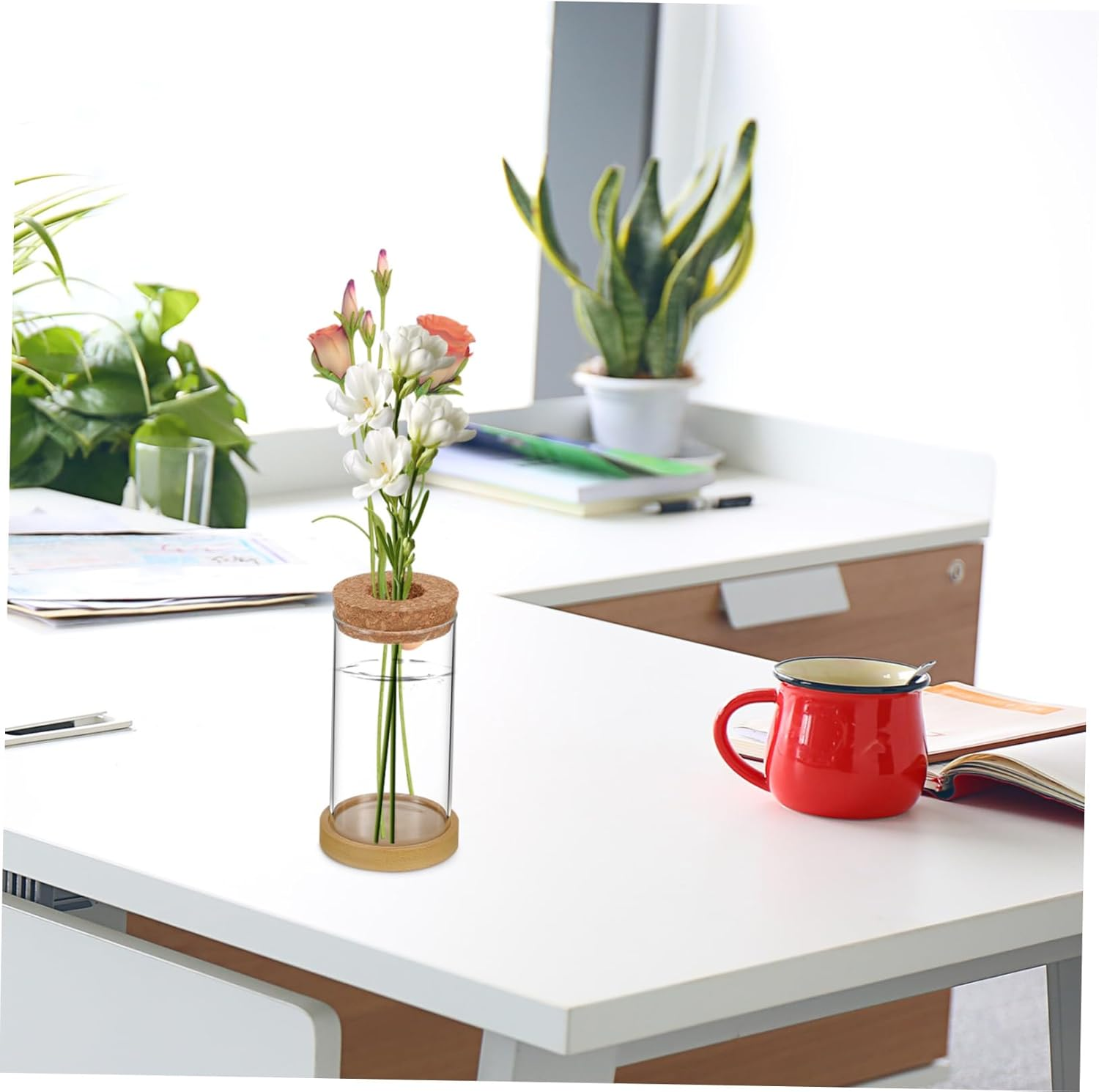 2Pcs Hydroponic Plant Vase Glass Terrariums Cork Lid Propagation Vases for Indoor Water Planter for Seedling Pots and Gardening Supplies image number 3