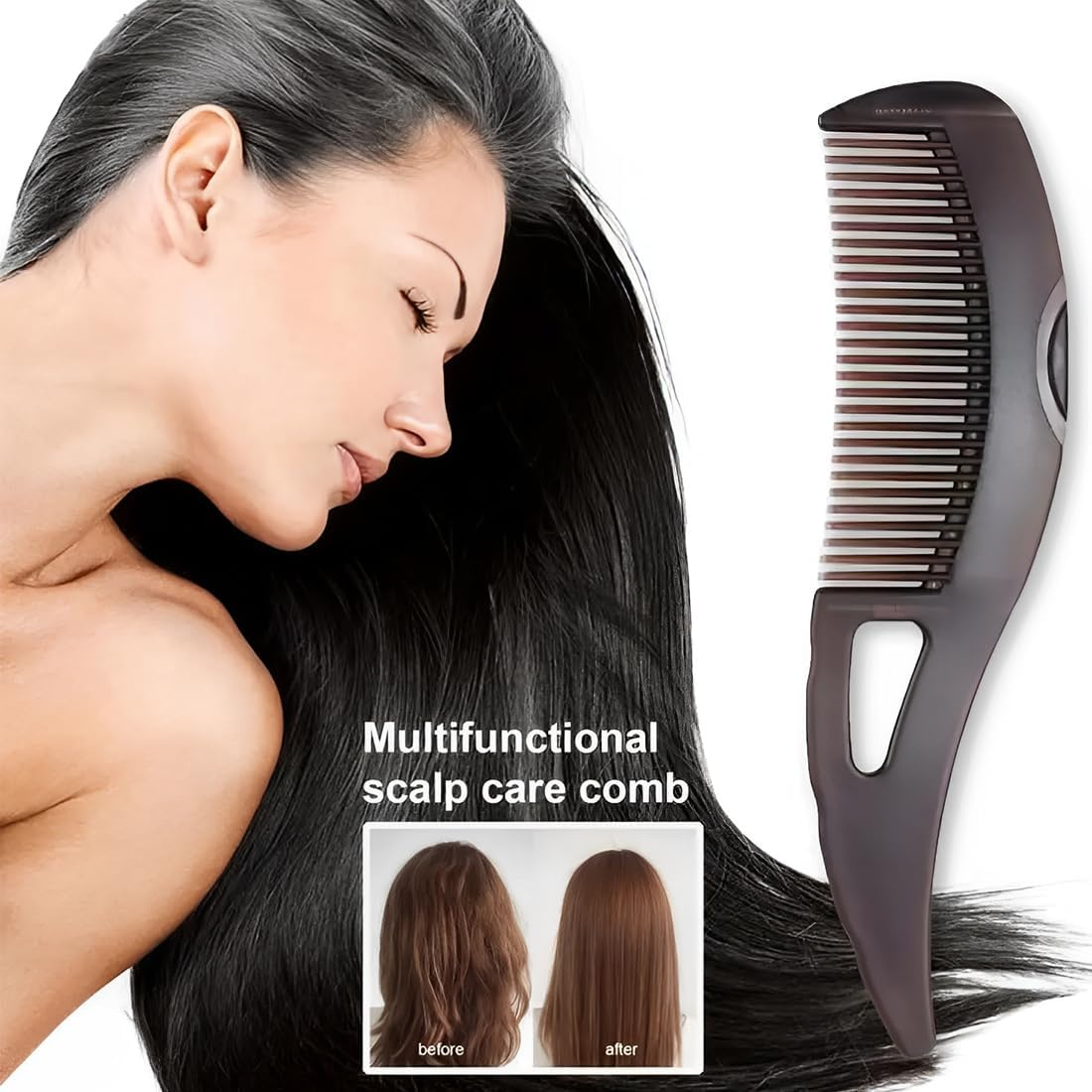 EUYKQNOI 2-Piece Dandruff Comb Scalp Comb Scalp Comb Dandruff Comb Hollow Tooth Comb for Dandruff on the Scalp, High-Quality Press Hair Comb with Skin Scratching Handle, Scalp Care Comb for Men And image number 6