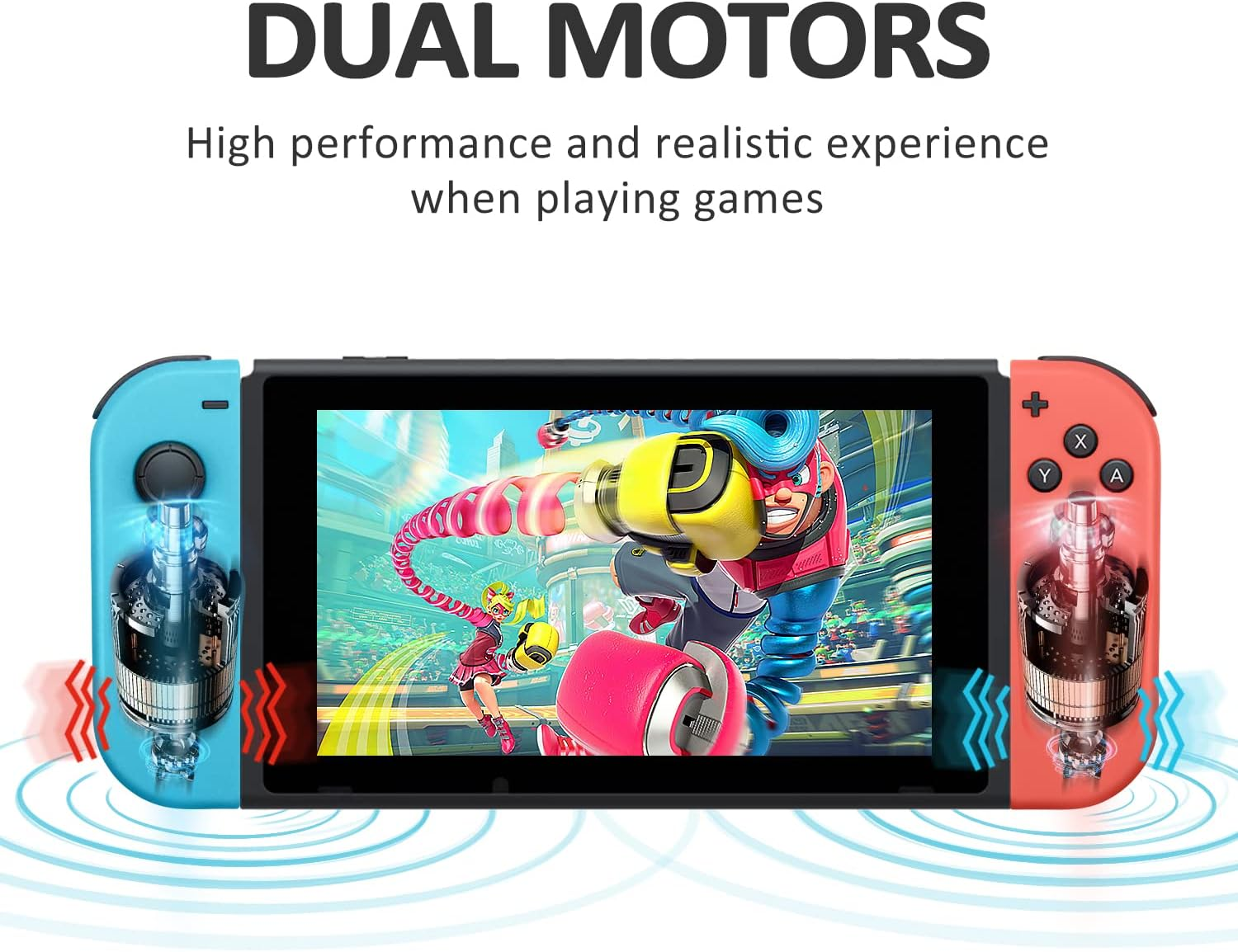 Upgraded Joy Cons for Switch/Lite/Oled, Wireless Replacement for Switch Joycon Support Wake-Up Function and 6-Axis Gyroscope, L/R Switch Controllers Joycon with Wrist Straps (Blue and Red) - Purple And Yellow image number 6