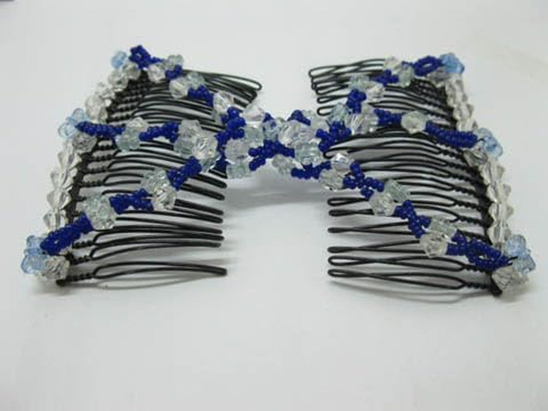 12X Stretch Beaded Double Magic Clip Hair Combs Mixed image number 1