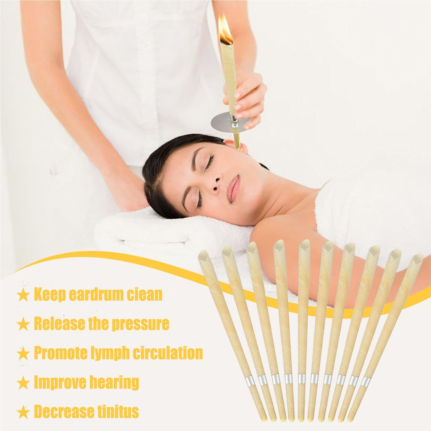 12-Pack Organic Lavender Ear Candles | Sensitive Skin Safe Ear Wax Removal | Eco-Friendly Ear Cleaning Kit with Natural Herb Infusion image number 5