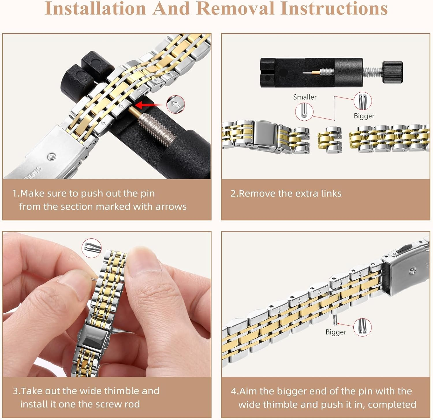 WJK Slim Stainless Steel Bands Compatible with Apple Watch Band 38Mm 40Mm 41Mm 42Mm for Women Men, Adjustable Metal Strap Compatible with Apple Watch Series 11 10 9 8 7 6 5 4 3 2 1 SE, Multi Colors - Gold/Silver image number 4