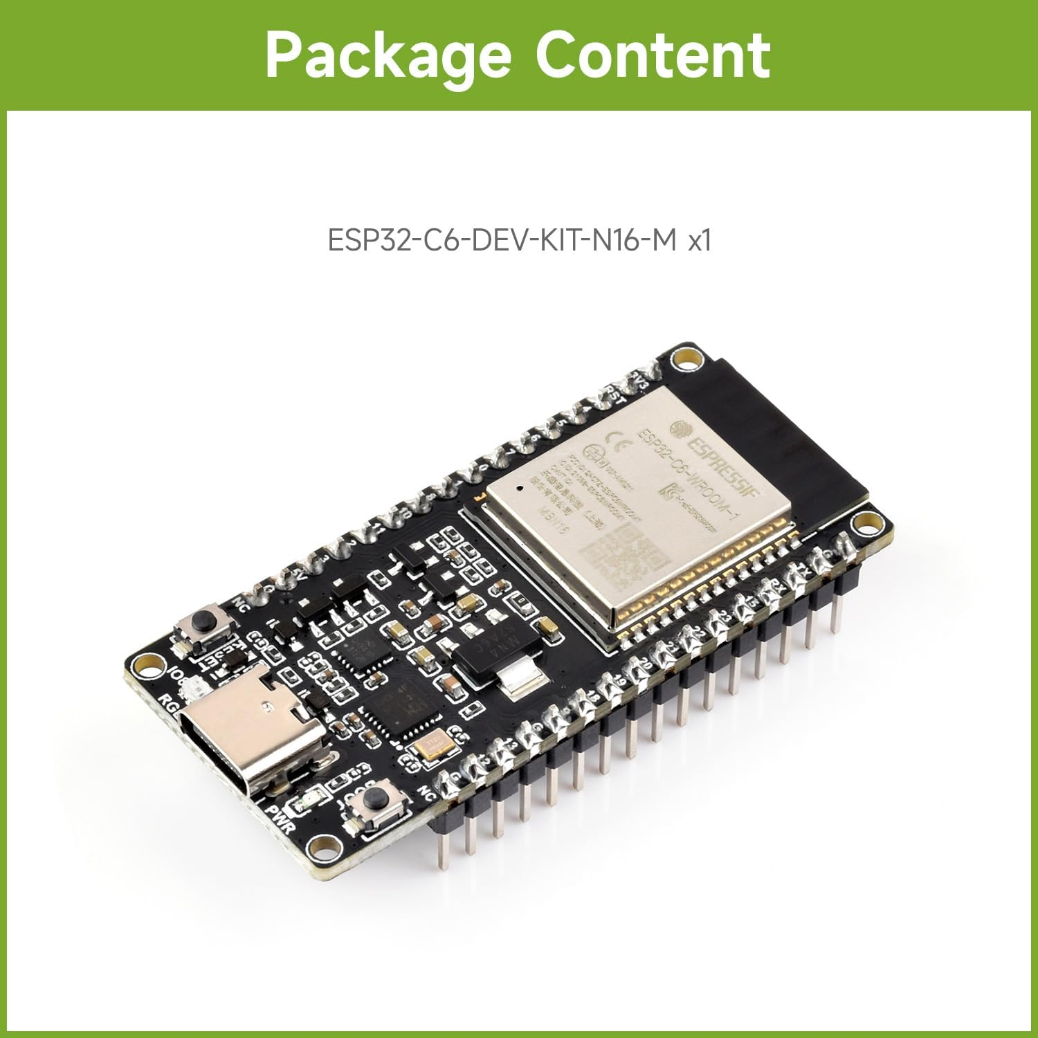 Waveshare ESP32-C6 Microcontroller, W-F 6 Development Board, 160Mhz Single-Core Processor, ESP32-C6-WROOM-1-NX Series Module, Supports USB and UART Development,16Mb Flash, with Pinheader image number 6