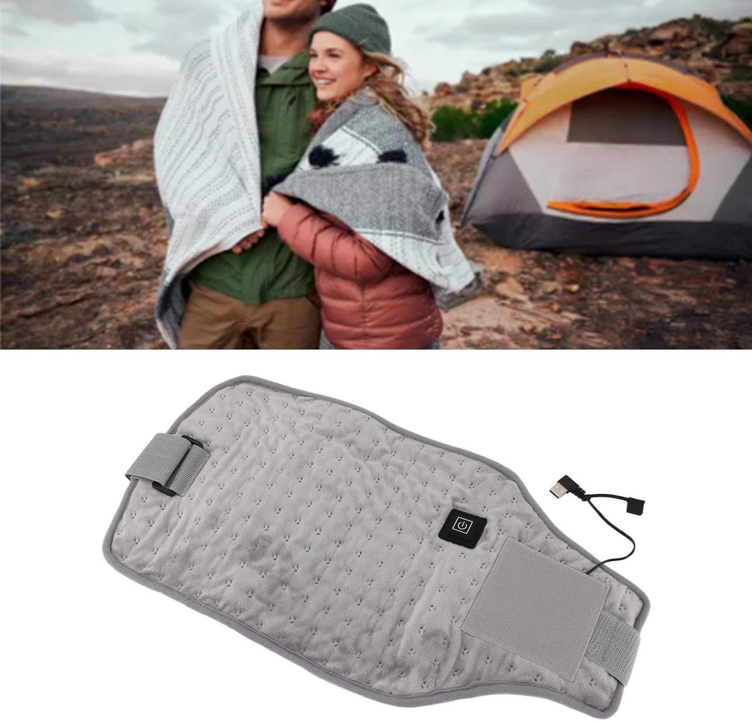 Rapid Heating USB Powered Waist Wrap, Temperature Heating Pad, Multifunctional Design for Waist Neck Knee with Portable Travel Box (Light Gray) image number 4