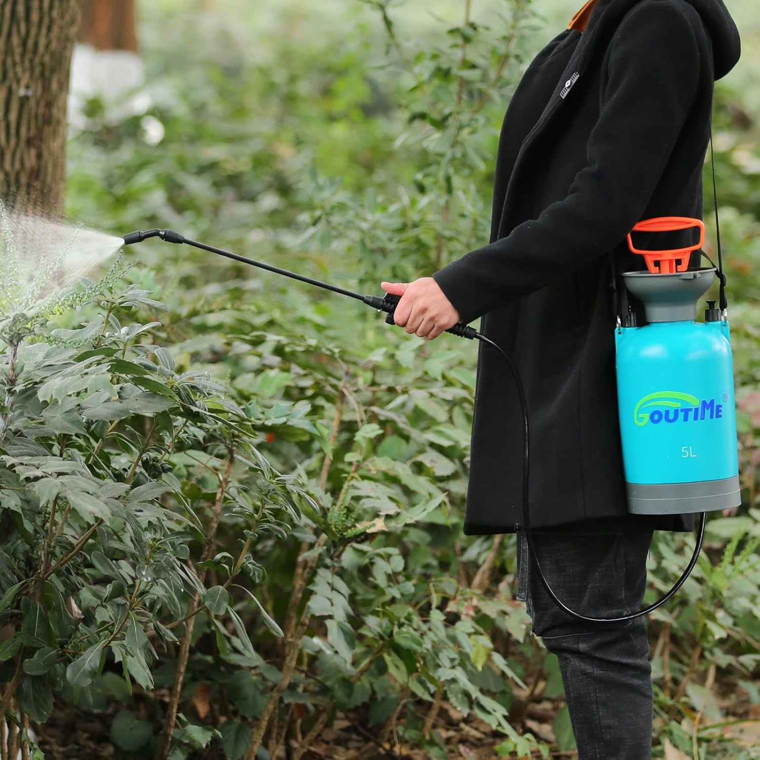 Goutime 5 Litre Pump Action Pressure Sprayer,Knapsack Garden Pump Sprayers,For Patio Cleaning Foam Sprayer Car Wash-Also Used for Weedkillers, Fertilisers，Insecticides, Fungicides image number 4