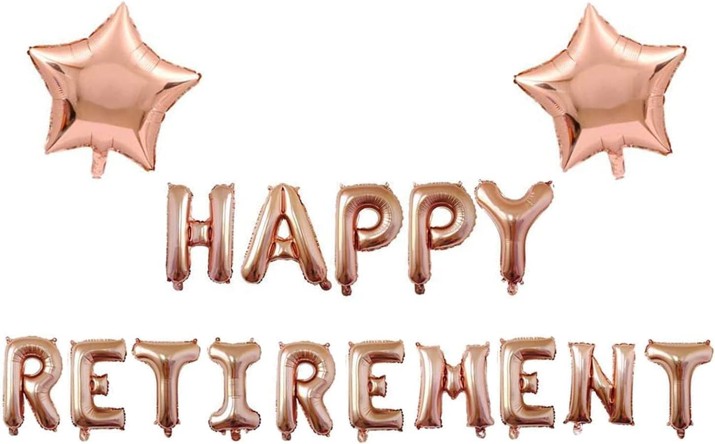 Happy Retirement Letter Balloons Banner with 2 Rose Gold Star Balloons Retired Congrats Retirement Party Decorations Supplies image number 3