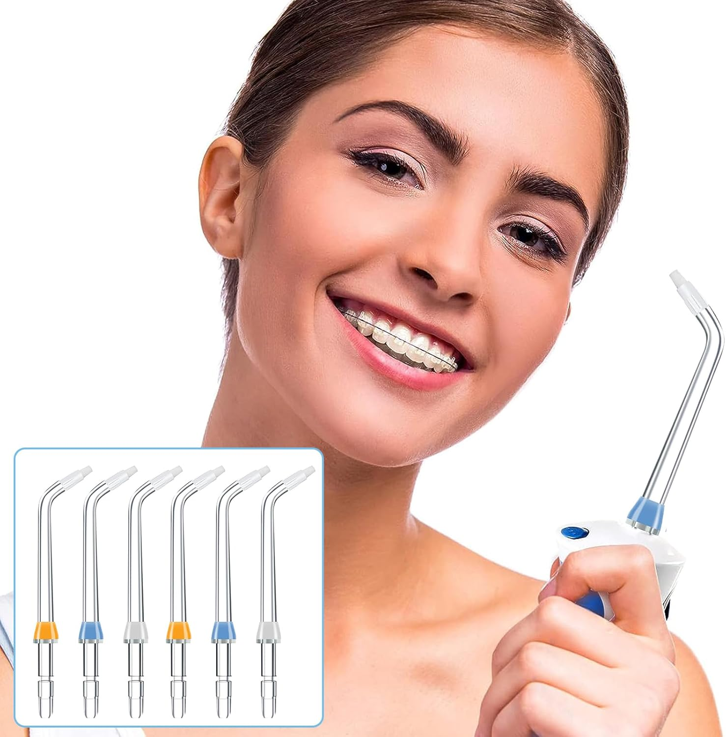 Replacement Tips for Waterpik Water Flosser, Replacement Orthodontic Tips Compatible with Waterpik Water Flossers and Other Brand Oral Irrigators (6 Orthodontic Tips) image number 2