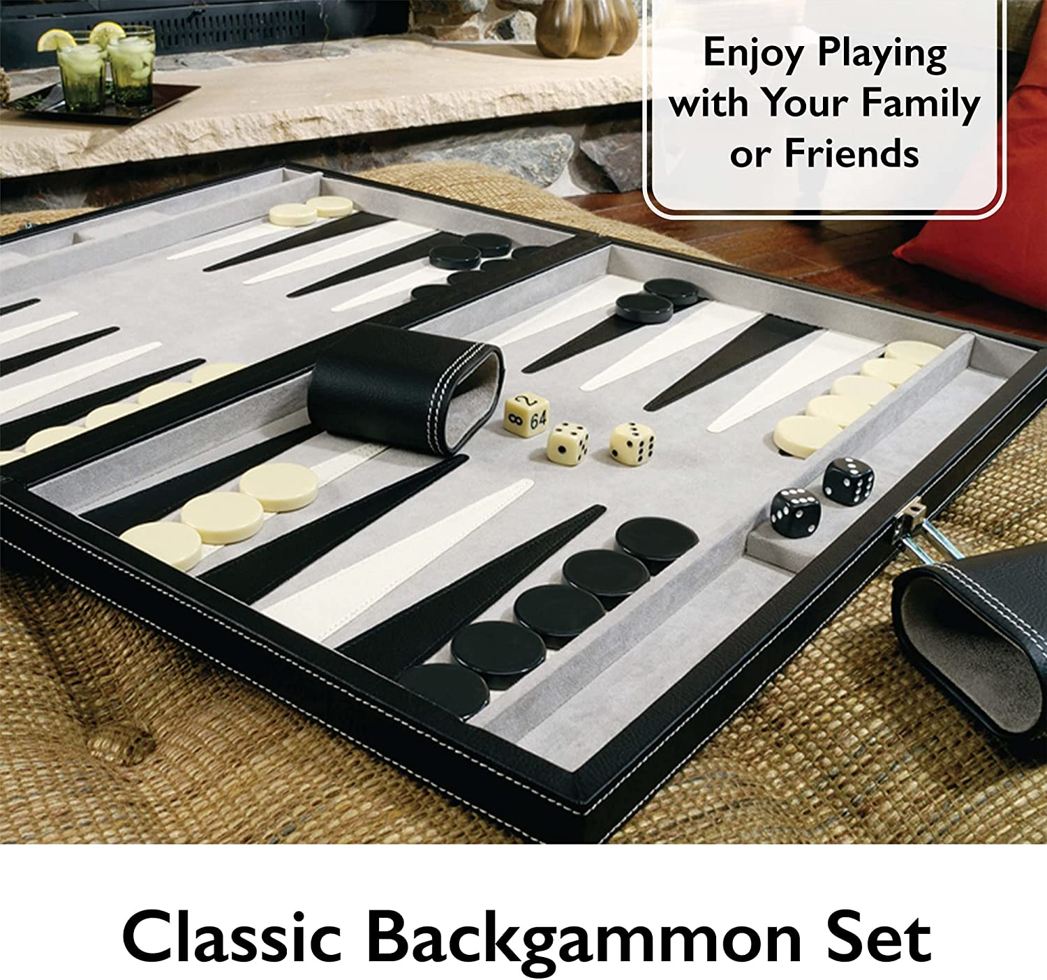 Mainstreet Classics 18-Inch Backgammon Board Game Set image number 3