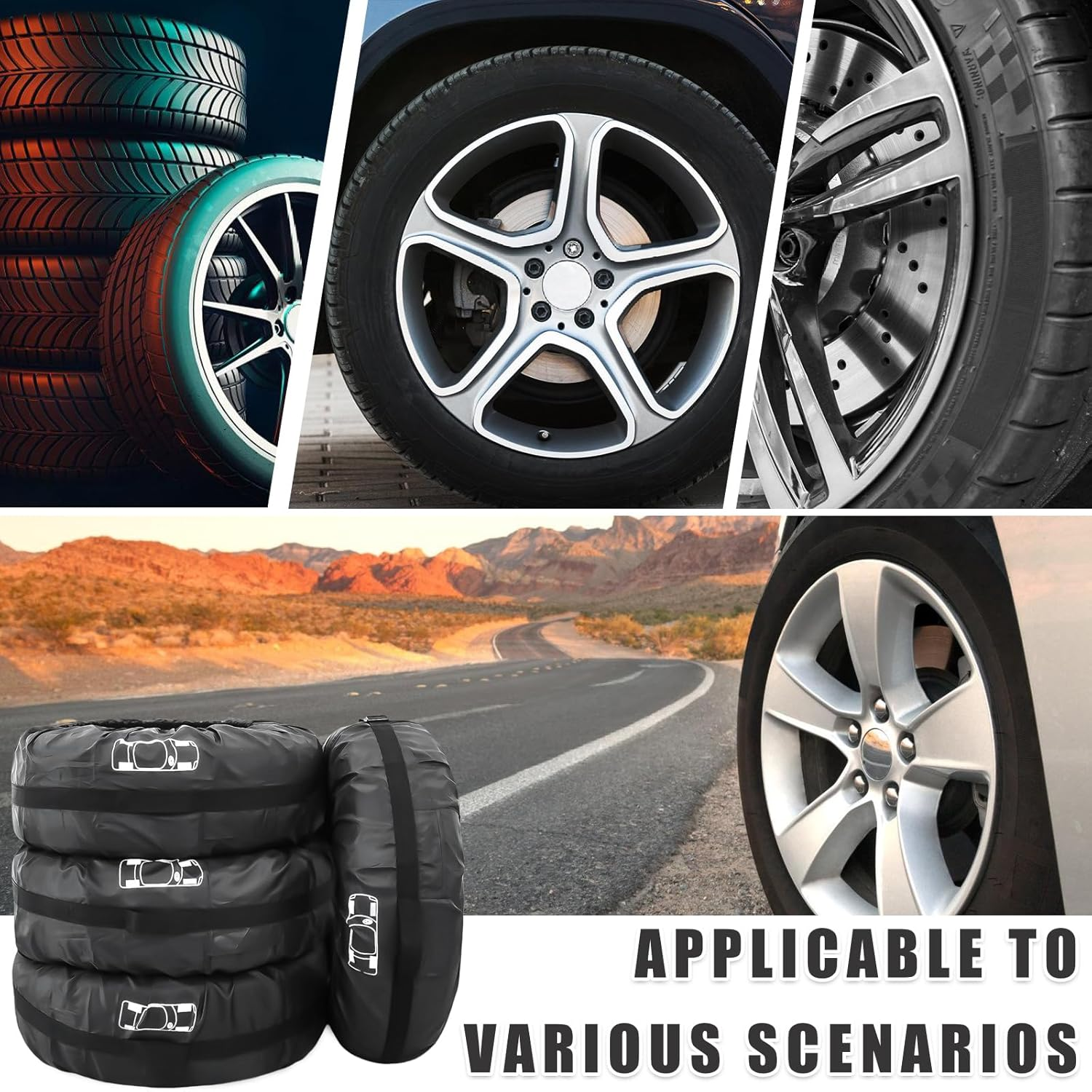 Set of 4 Tyre Bags 19-23 Inch Waterproof Tyre Bag, Tyre Protective Cover, Washable Tyre Bag, Tyre Cover, Tyre Cover, Spare Wheel Cover for Clean Transport and Storage