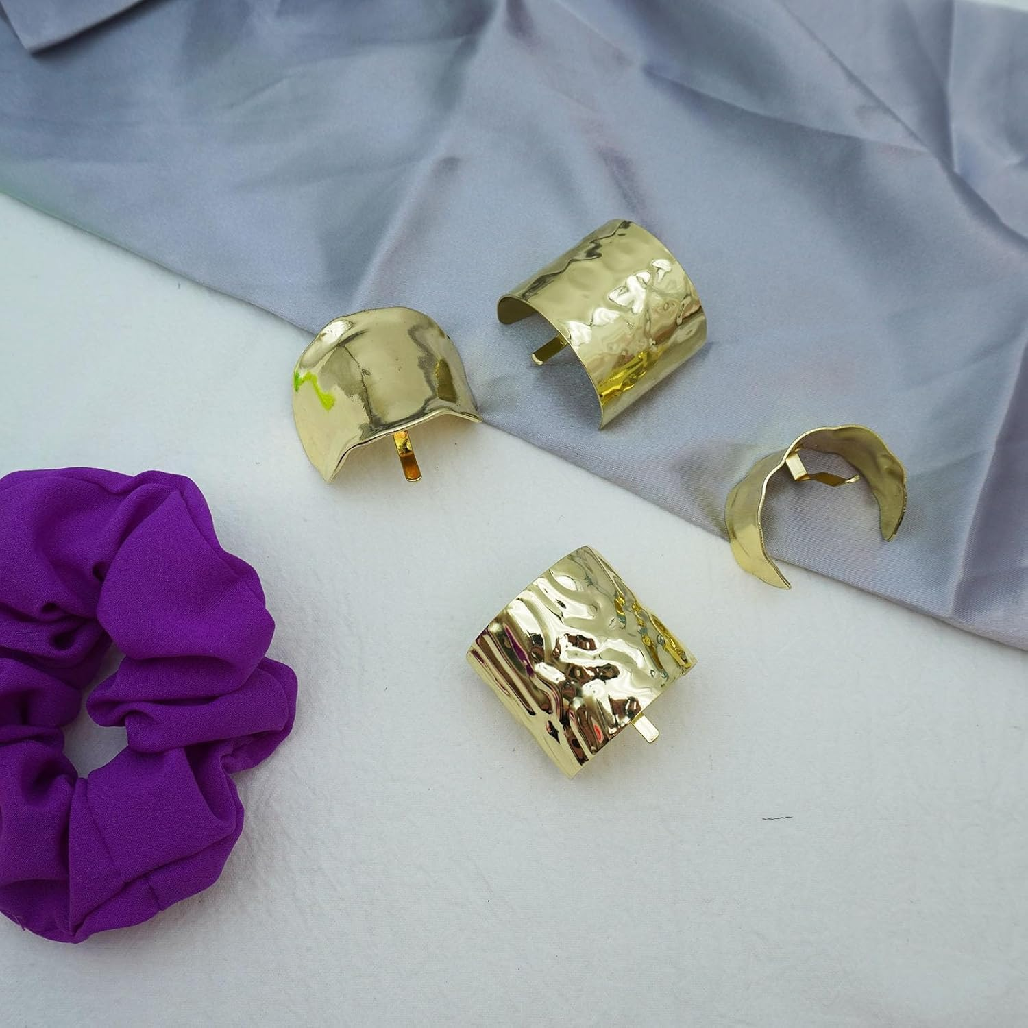 Tjhypenete 3Pcs Hair Clips with Lava Ponytail Buckle, Gold Hair Cuffs High Ponytail Holder Band, Stylish Dress up Hair Ring, Decorative Horsetail Accessories, Metal Hair Ties, Long Hair Tail Hairpins image number 5