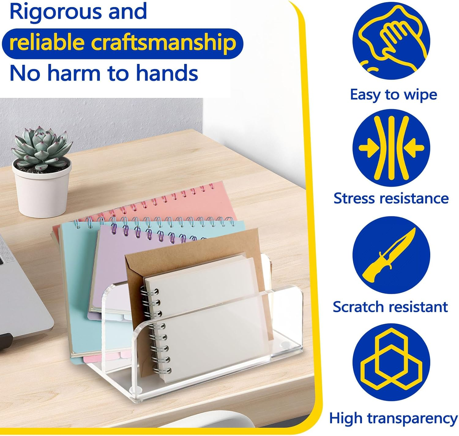 Sekonow 2 Pack Mail Organizer Mail Holder for Desk, 2 Section Clear Acrylic Letter Holder Mail Sorter Countertop, Vertical Modern Home Office Desk Organizer for Envelope File