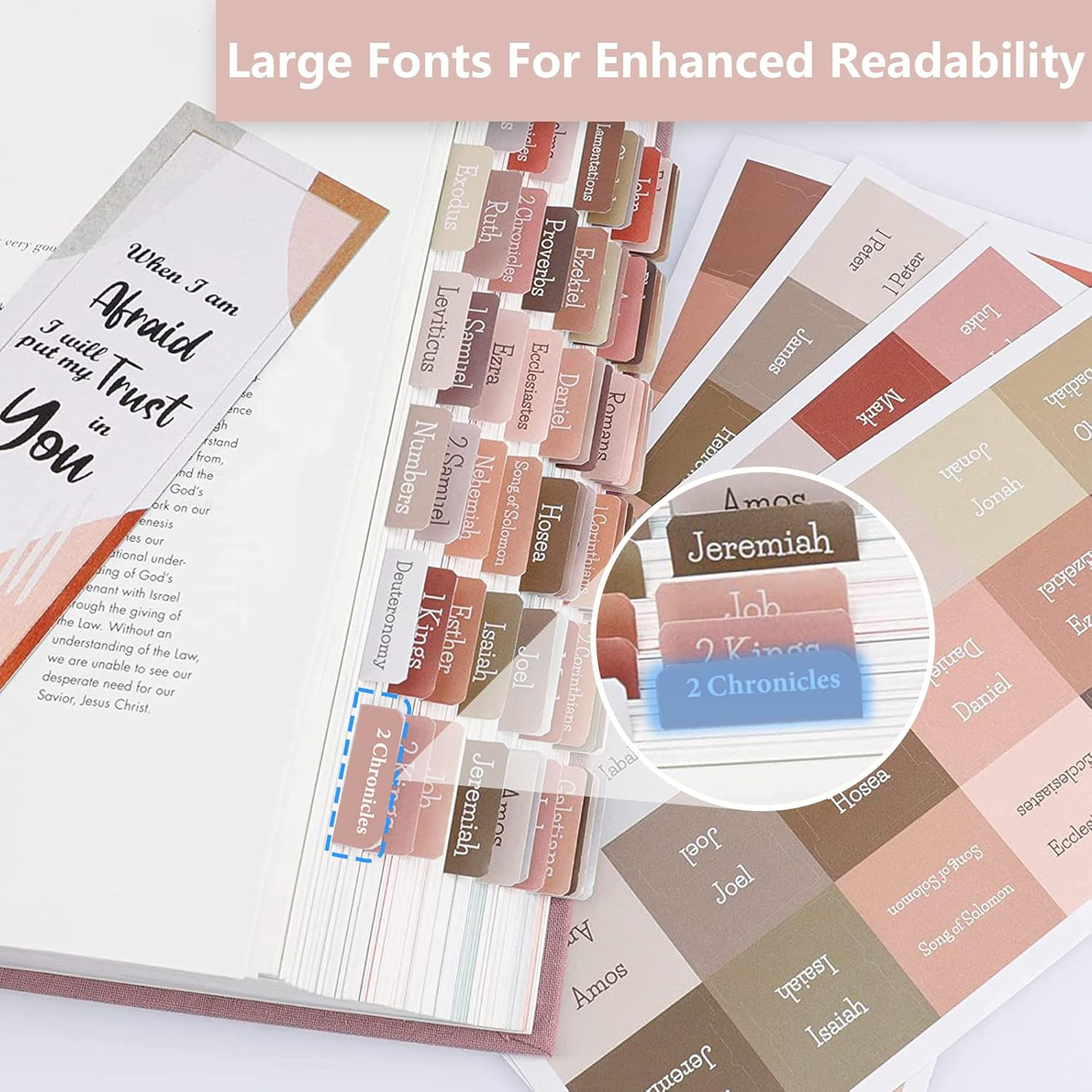 3 Pcs Bible Index Tabs Sets, 225 Laminated Bible Tabs for Women and Men, Bible Dividers on Coated Paper, Large Print Bible Tabs for Study Bible, Protestant and Catholic Bible Tabs image number 6