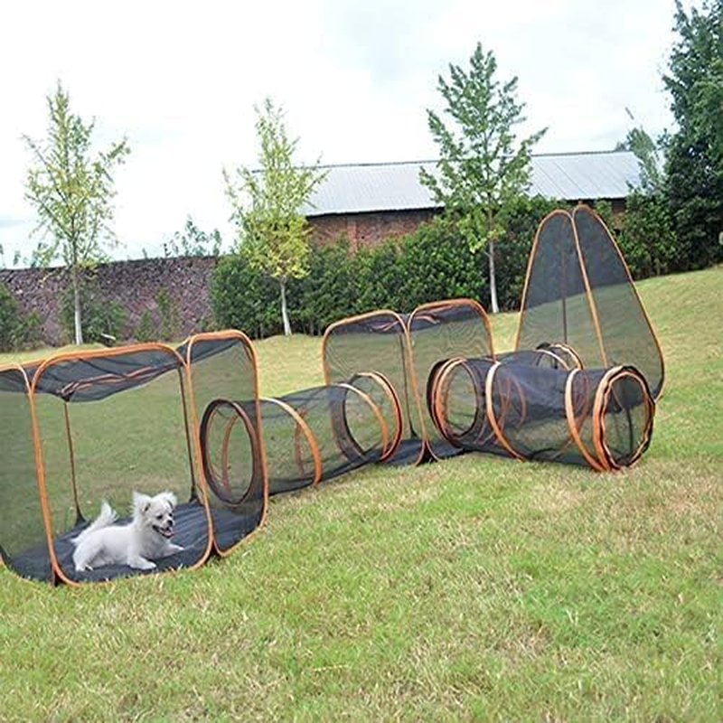 Outdoor Cat Enclosures Cat Tent, 6-In-1 Portable Cat Tent with Tunnel Foldable Pet Playpen Play Tents Pop up Visual Mesh House for Kitten Puppy Small Dog Animal，Large Outdoor Cat Tent image number 2