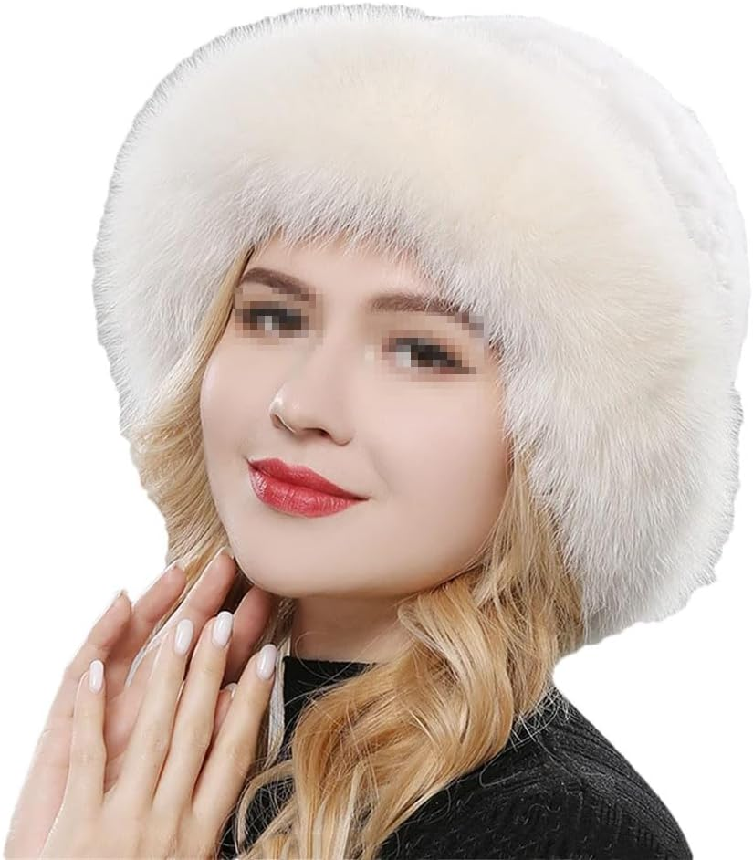 Keusyoi Luxury Women Winter Hat Fur Russian Hats Lady Fur Cap Beanies Warm Soft Fluffy Fur Hat