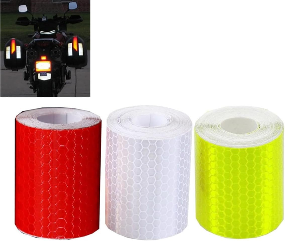 3 Colors Reflective Tapes, Outdoor Waterproof Reflector Night Safety Warning Tapes Stickers Silver, Red, Yellow Reflective Tape for Car Bicycles Clothing Trailer (5CM X 3M) image number 6
