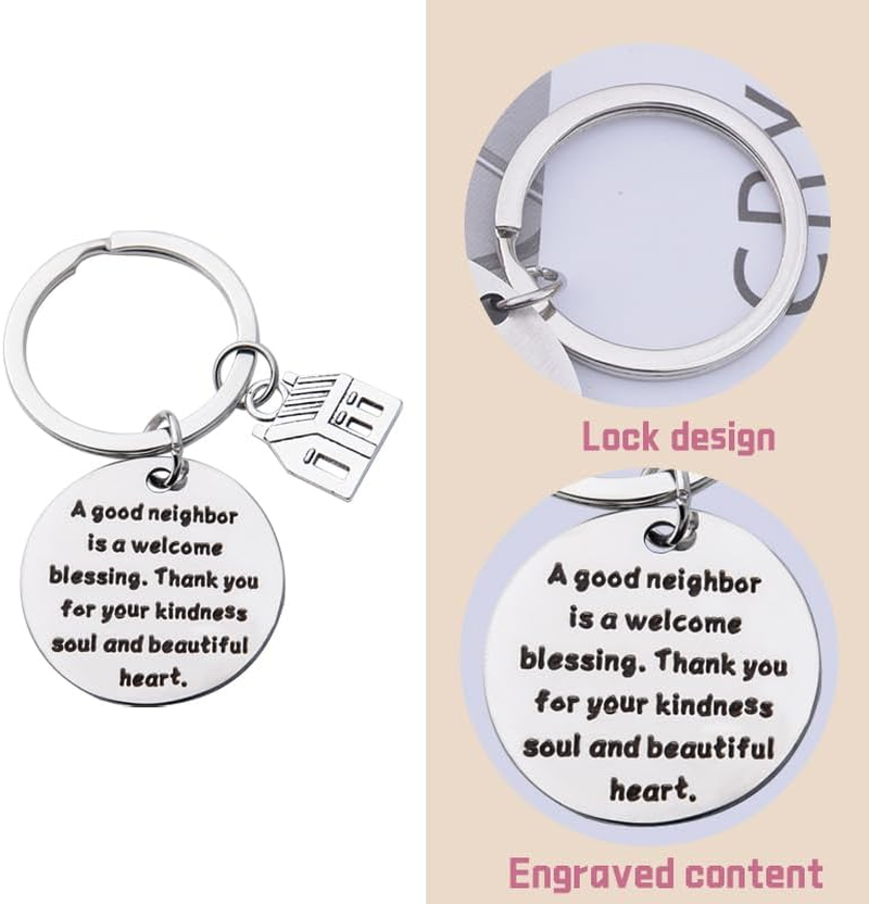 Neighbor Keychain Gifts for Men Women Neighbor Christmas Birthday Gifts for Neighbors Moving Away Gifts for Neighbors Thank You Keychain Gifts for Neighbor Felmale Male image number 4
