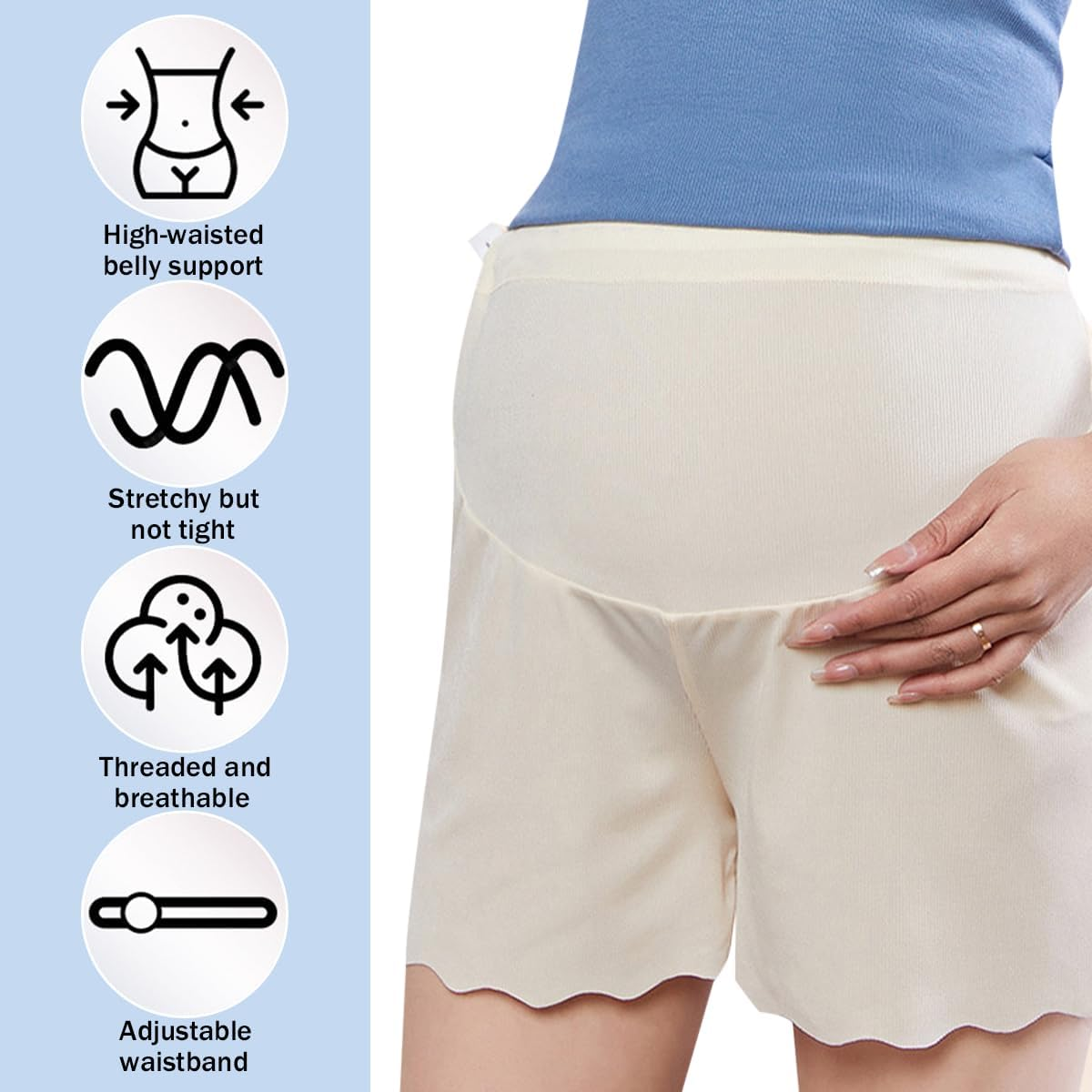 Underwear, Pure Color Pregnant Women Summer Ultra Thin Ice Silk Loose and Adjustable anti Light 5 Pcs