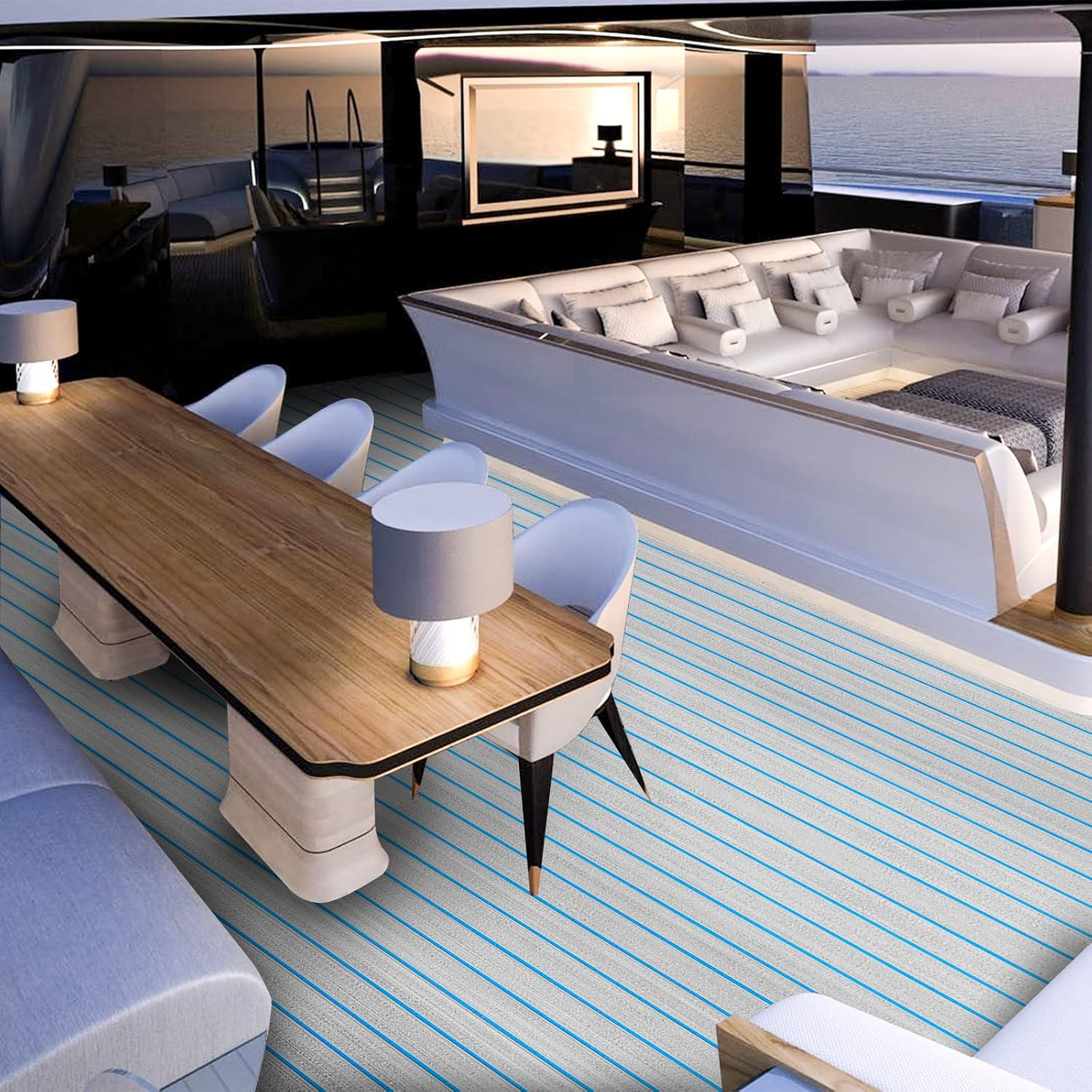 HXBYX Boat Flooring EVA Foam Boat Decking, Faux Teak Marine Mat Boat Carpet Sea Deck Marine Flooring for Motorboat RV Yacht Kayak Surfboard image number 3