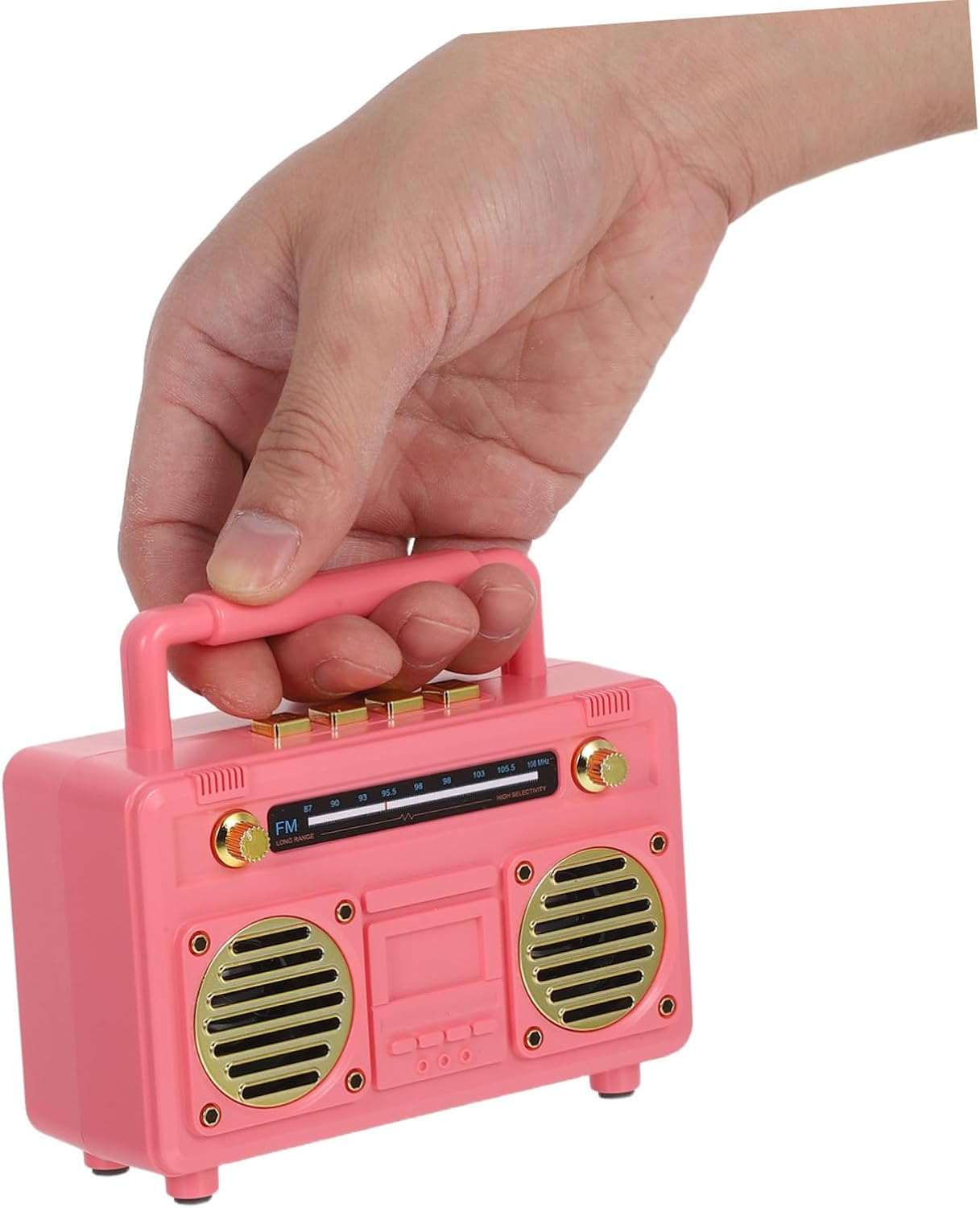CATIEBYE Retro Speaker Mini Portable Wireless Radio with Built Subwoofer Design for Outdoor Adventures Parties Bedroom and Desk Decor Pink