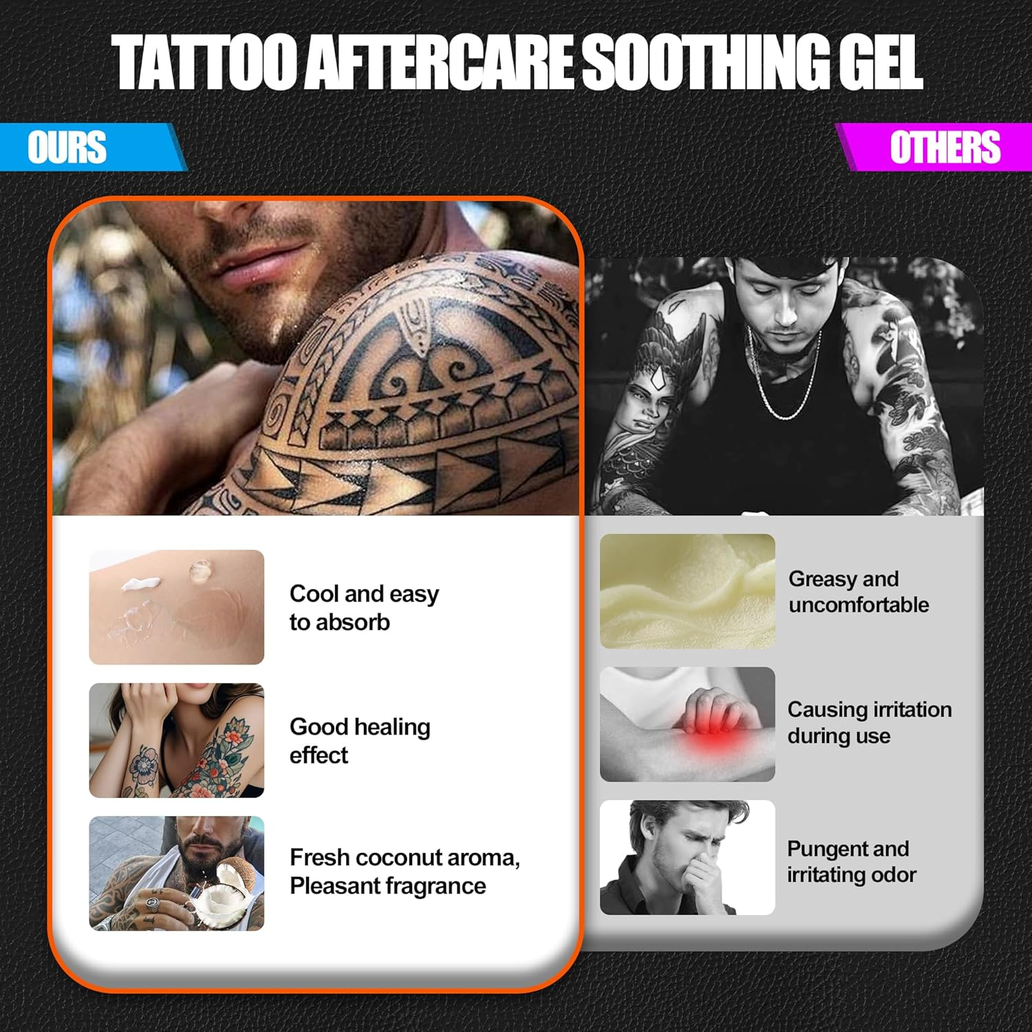 Tattoo Aftercare Kit | 2Pcs Day & Night Tattoo Soothing Lotion & Gel | Healing, Moisturizing & Protecting Fresh or Old Tattoos | Travel-Size Concentrated Natural Vegan Formula | Petroleum-Free image number 2