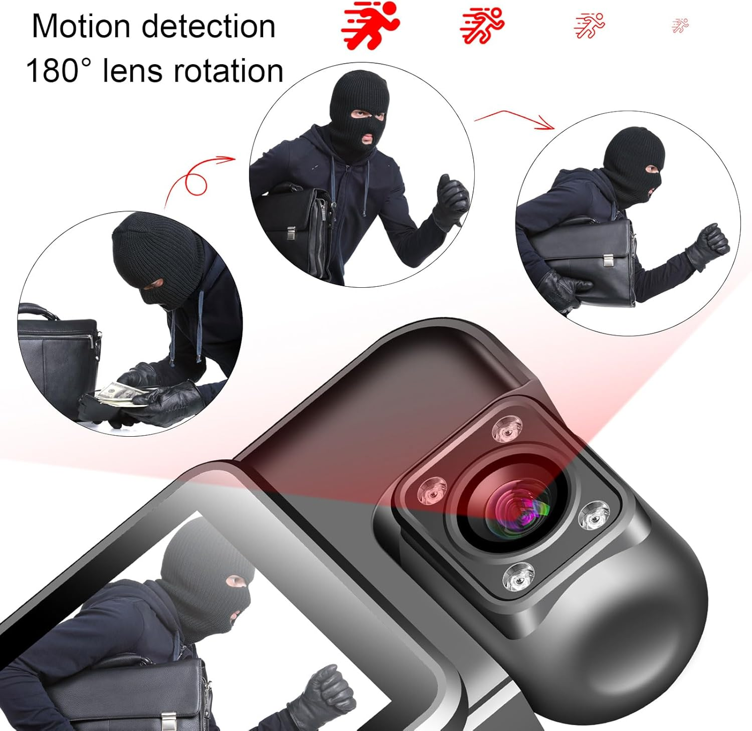 4K Body Worn Cam, Motion Detection, 180&deg; Rotatable Lens, One Touch Recording, Supports 128GB, 1000Mah Battery, TFT Screen, Cyclic Video, IR Video Camera Wearable with 180&deg; Lens image number 5
