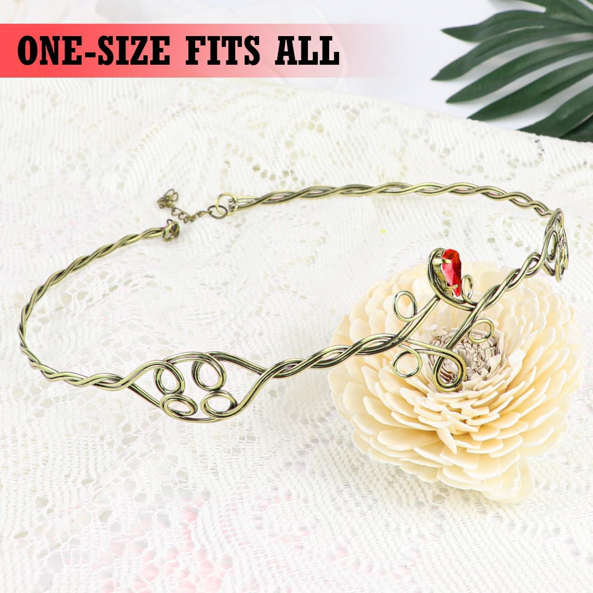 ZJIVQO Headbands Iron Circlet for Women Woven Forehead Band Crystals Tiaras Hair Band Gold Hair Hoop with Jewels Crystal Rhinestone Wedding Head Band Princess Crown Headband Tiara (Red), Crystal image number 3